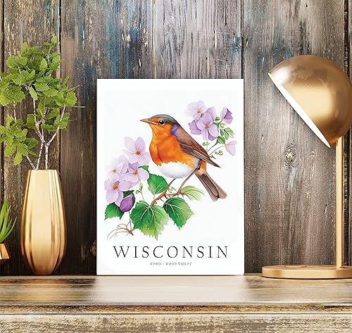 Vista 18 de Impresión artística del árbol del estado de Wisconsin, póster de Wisconsin para decoración de pared, póster de viaje de mapa del estado de Wisconsin
