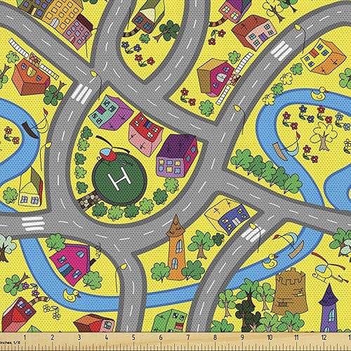 Ambesonne - Tela multicolor con estampado digital por yarda