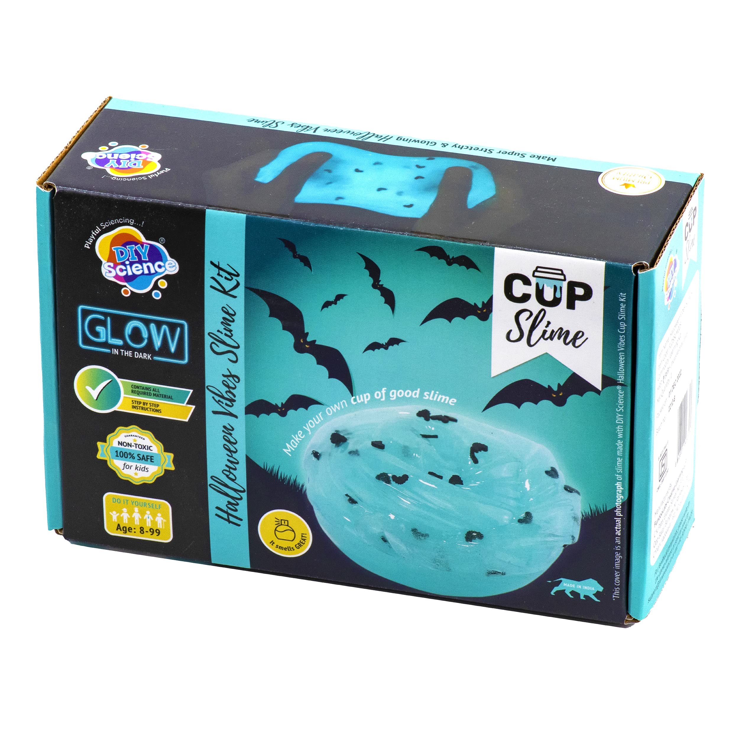 DIYScience® Halloween Vibes Slime Kit, Glow in the Dark Slime Making Kit for Boys, Girls, and Kids, 8+ Years, Scented Slime Glitter Glue, Activator Gel, Aqua Blue Glow in the Dark Powder, Scary Bats Toppings (B0C392XVHK) Amazon Price History, Amazon Price Tracker