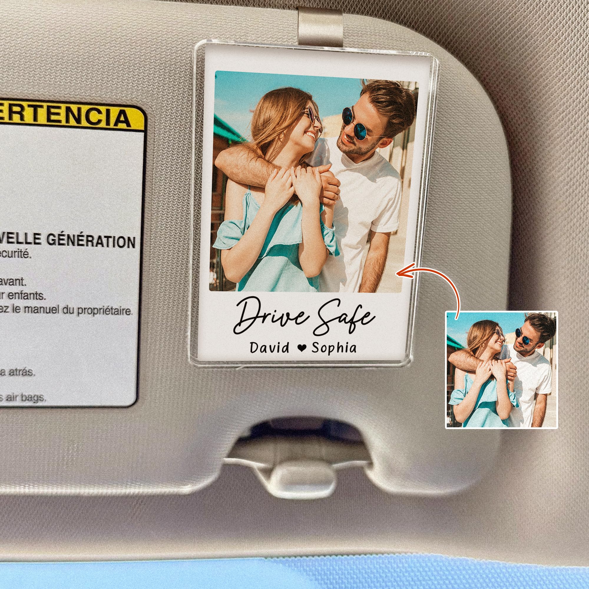 LiloSix Personalized Photo Car Visor Clip, Custom Picture Holder Photo For Car, Customized Drive Safe Picture Frame Gift, Car Accessories Sun Visor Clip Memorial & Romantic Photo Holder