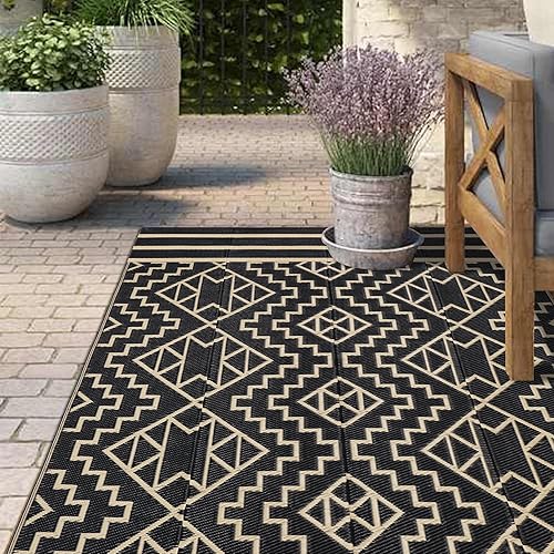 Miniatura 76 de SAND MINE Alfombras reversibles, alfombra de paja de plástico, alfombra de área moderna, alfombra de pavimento grande y alfombra para exteriores