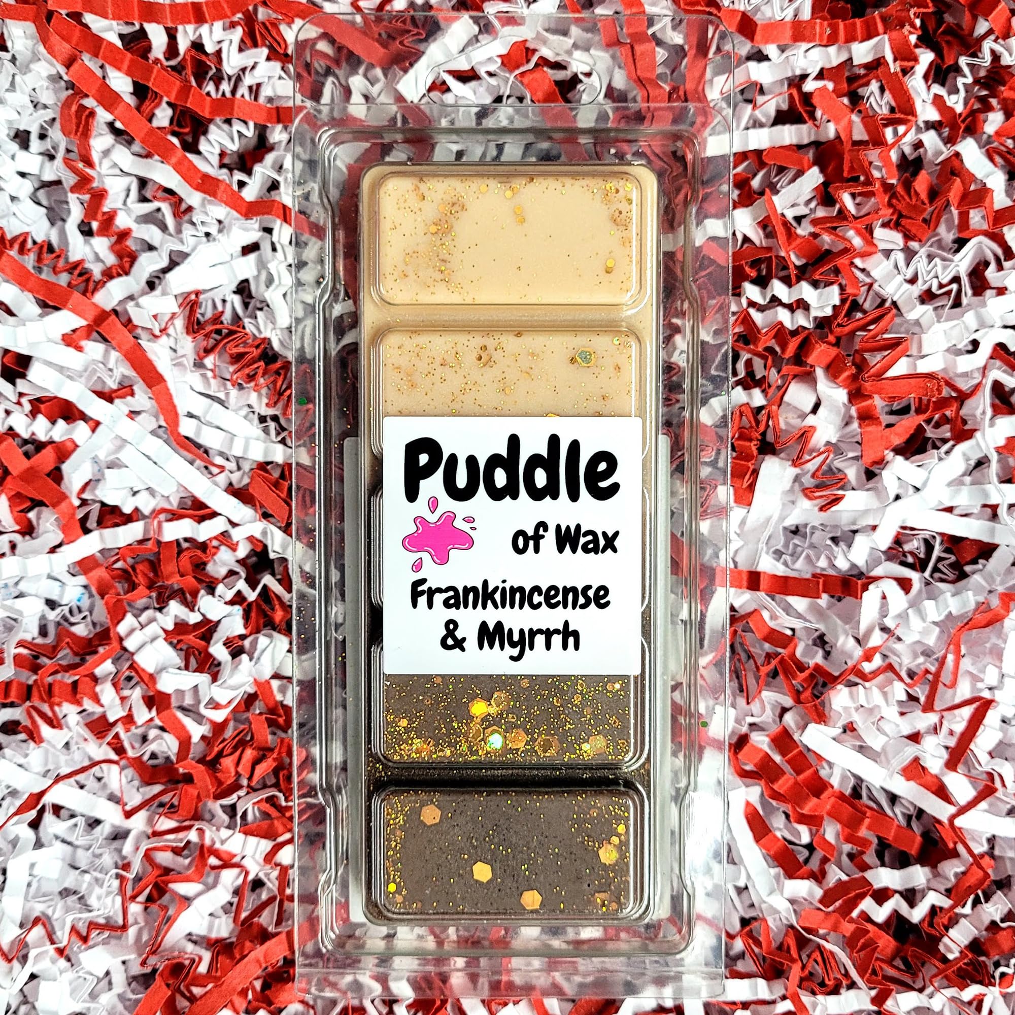 Puddle Of Wax Brown & Cream - Frankincense & Myrrh Soy Wax Melt Snap Bar - 50G - Christmas Scent - Vegan Friendly - Made In The Uk