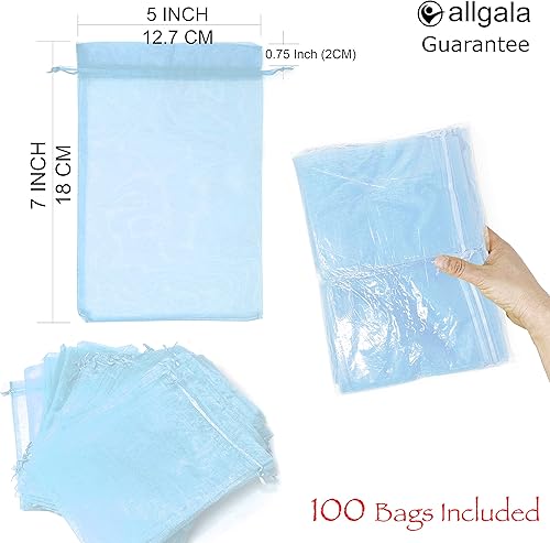 Miniatura 6 de Allgala 100 bolsas de regalo Orangza con cordón de 5 x 7 pulgadas, fucsia, PF53211