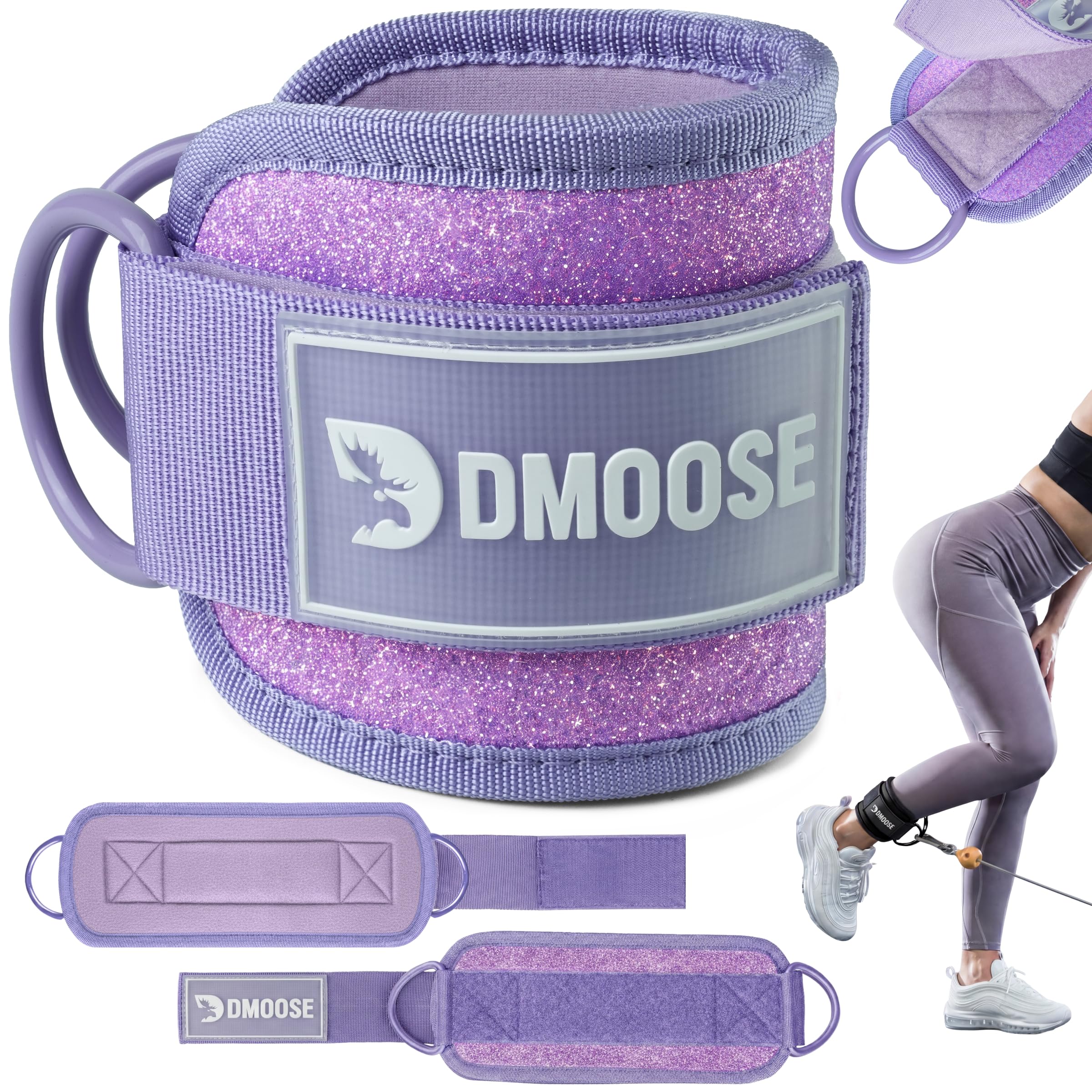 DMoose Ankle Strap for Cable Machine - One Size Fit with Premium Padding, Workout Kickback Ankle Cuffs, Ankle Bands for Working Out, Booty Workouts, Leg Extension, Hip Abductors &amp; Lower Body Exercises