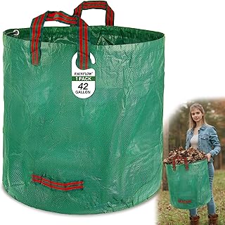 1PC Yard Waste Bag-42 Gallon Trash Bags,Reusable Lawn Leaf Bags,Standable Garden Waste Bags With 4 Handles,Collapsible Gardening Containers for Lawn and Leaf Trash,Weed Bag
