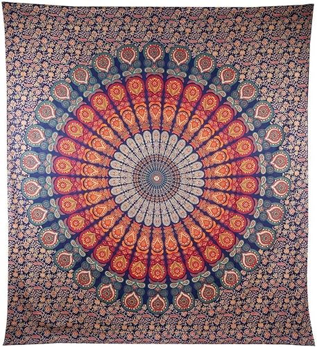 Miniatura 2 de Bless International - Tapiz para colgar en la pared, sábana india con diseño de mandala de estilo hippie o bohemio