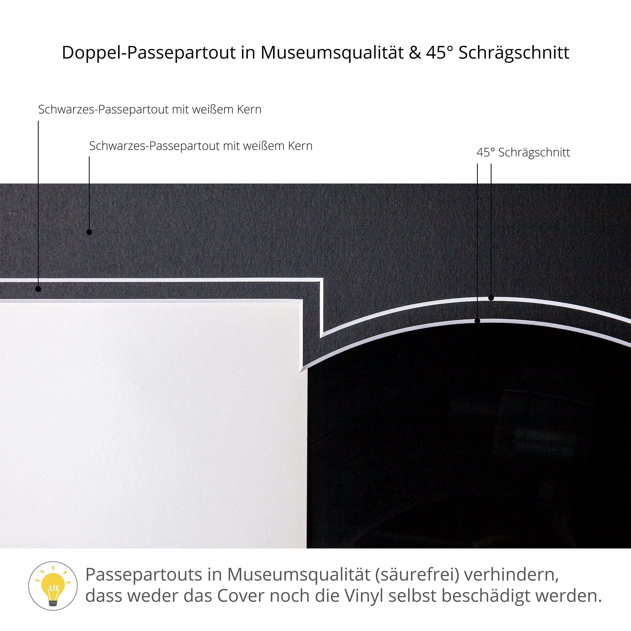 SOOBSOO Schallplatten Rahmen - Schwarz-1 - LP-Cover und Vinyl Bilderrahmen mit Doppel-Passepartout für 1er-, 2er und 3er LPs