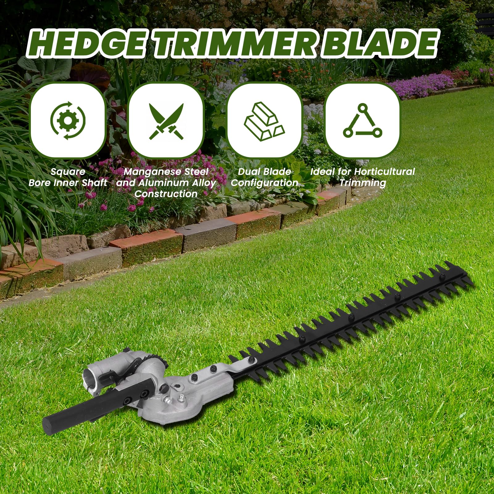 Cabezal de Cortasetos de 26mm, Accesorio para cortacésped, 9 Dientes diseño de Hoja de Doble Filo, Accesorios para cortacésped, irrigador para jardinería, poda de árboles