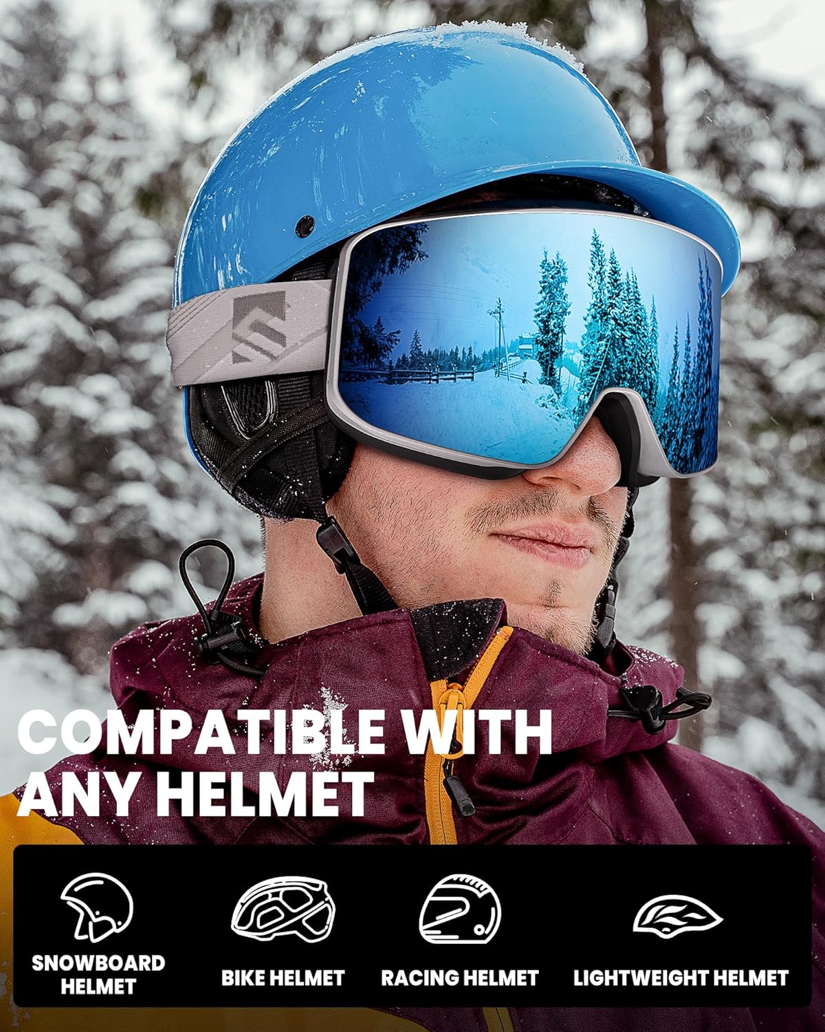 SNOWER Ski Goggles, OTG Anti Fog Snowboard Goggles, HD Snow Goggles UV400 Protection for Men Women Youth - Image 7