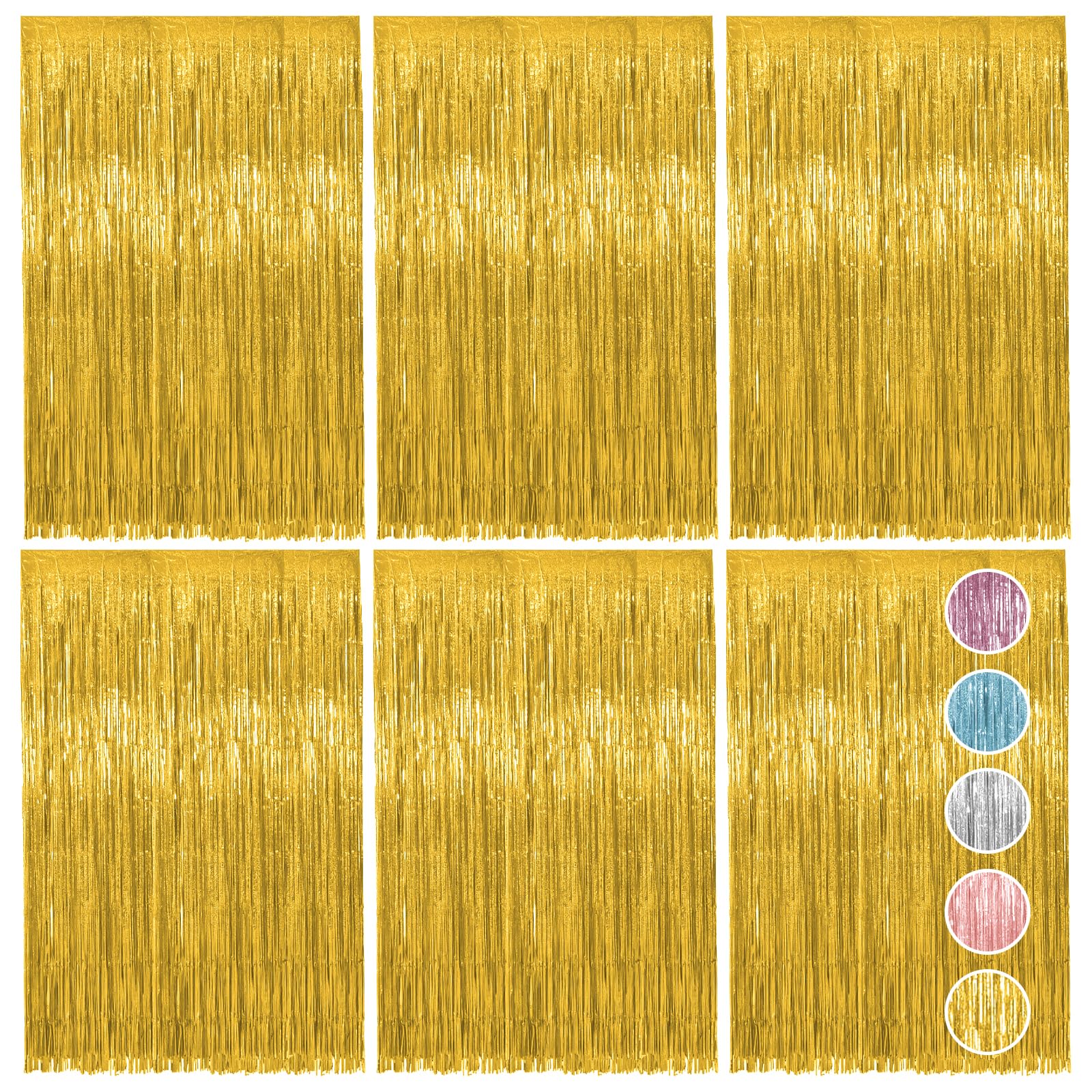 Vaktop 6 Stück Lametta Vorhang Gold, Glitzervorhang Lametta, Glitzer Party Vorhang, Folien Fransen Hintergrund fur Party Deko Geburtstagsdeko Hochzeit Festivals Bühnendekor (1m x 2m)