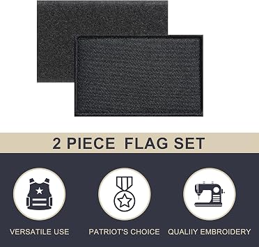 Black Blank Flag Embroidered Patches Plain Black Flags Patch Solid Color Military Tactical Patch Team Logo Decorations(2Pack)