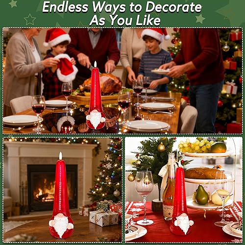 Miniatura 7 de Velas de Adviento sin llama, 1 paquete de velas LED parpadeantes de Navidad, vela sin llama en forma de Papá Noel de Navidad