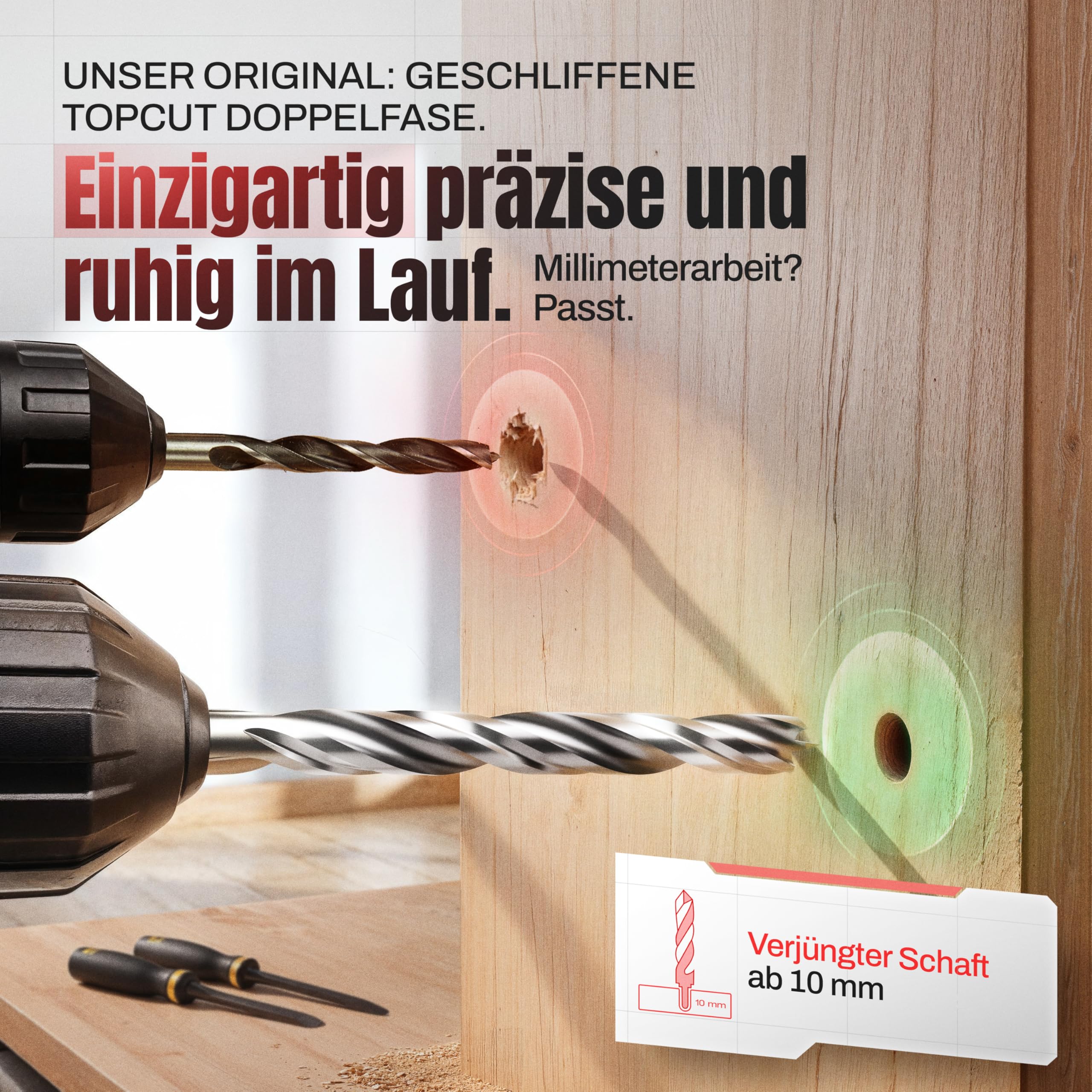 WELIQU 25-tlg. Holzbohrer Set 1-13 mm für Hart- und Weich-Holz - ACHTUNG: Sehr scharfe Bohrer aus widerstandsfähigem HSS-G Stahl in 0,5 mm Schritten