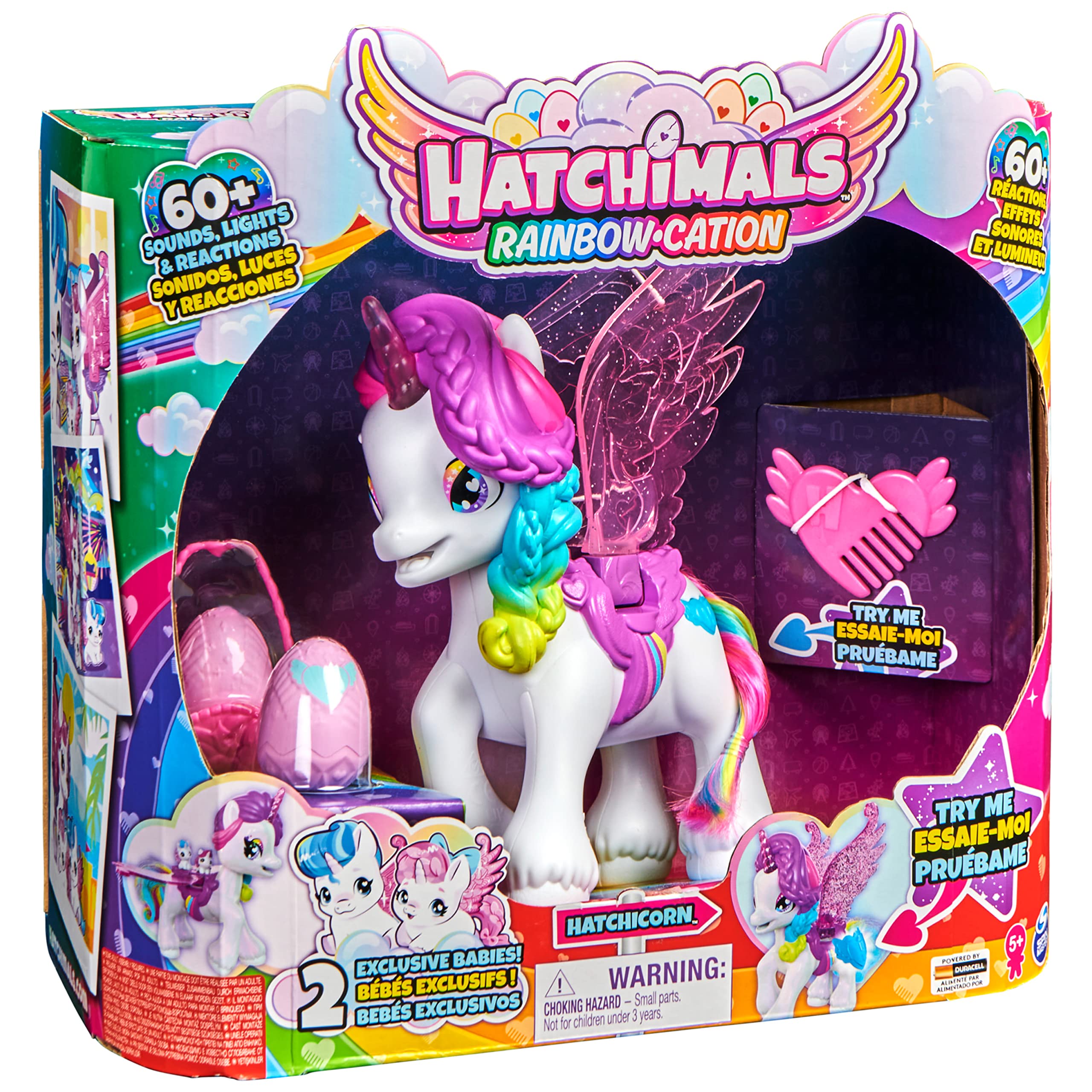 Hatchimals Unicorno interattivo con Ali mobili e Oltre 60 Effetti Luminosi e sonori per Ragazze dai 5 Anni in su