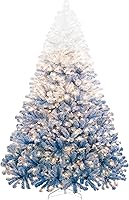 Vista 99 de Yaheetech Árbol de Navidad artificial preiluminado de 4.5 pies con luces blancas cálidas incandescentes, árbol de Navidad preiluminado completo