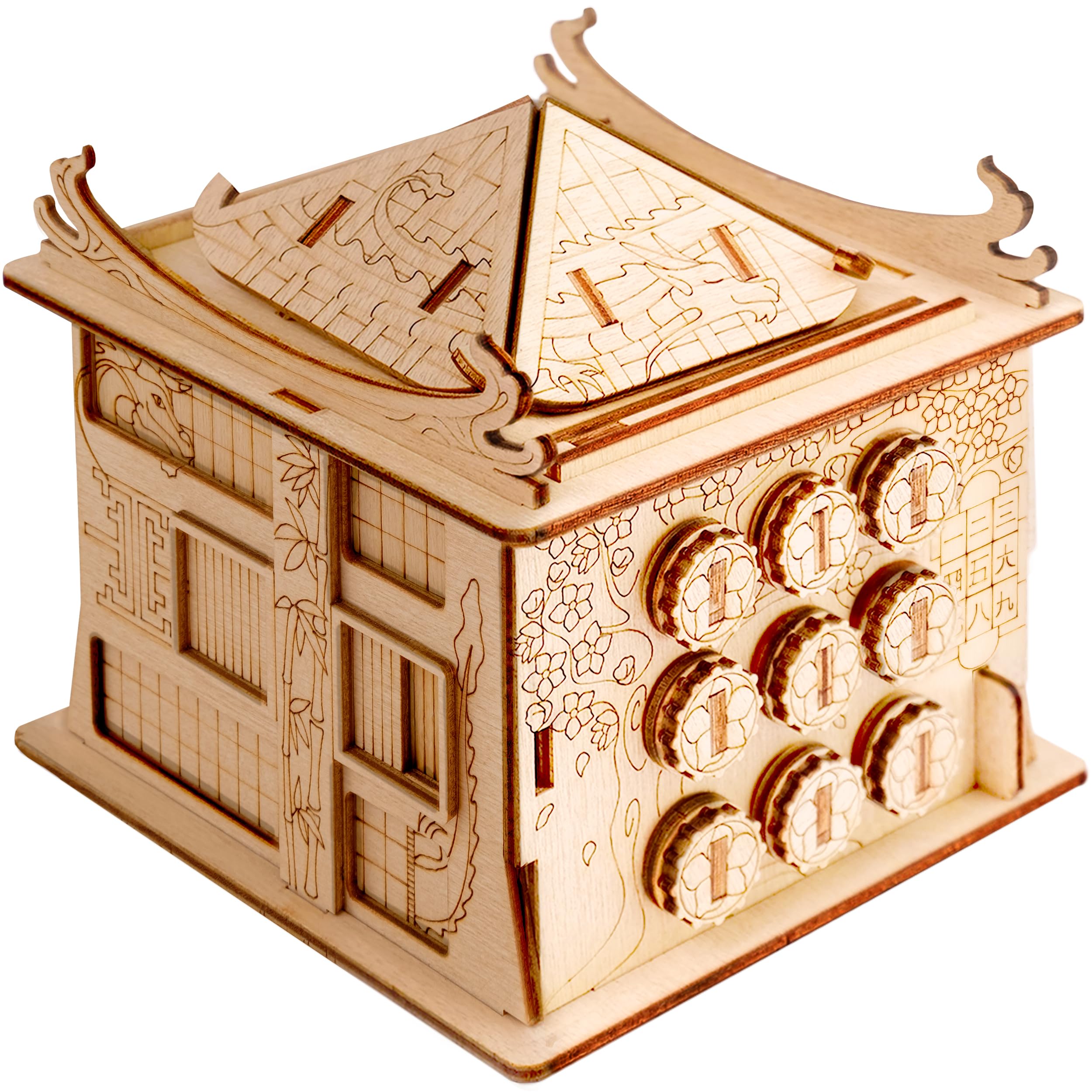 ESC WELT House of Dragon - Puzzle 3d in Legno - Rompicapo in Legno Difficile - Escape Room Gioco da Tavolo - Scatola Segreta Rompicapo con Scompartimento Nascosto - Giochi di Logica per Adulti