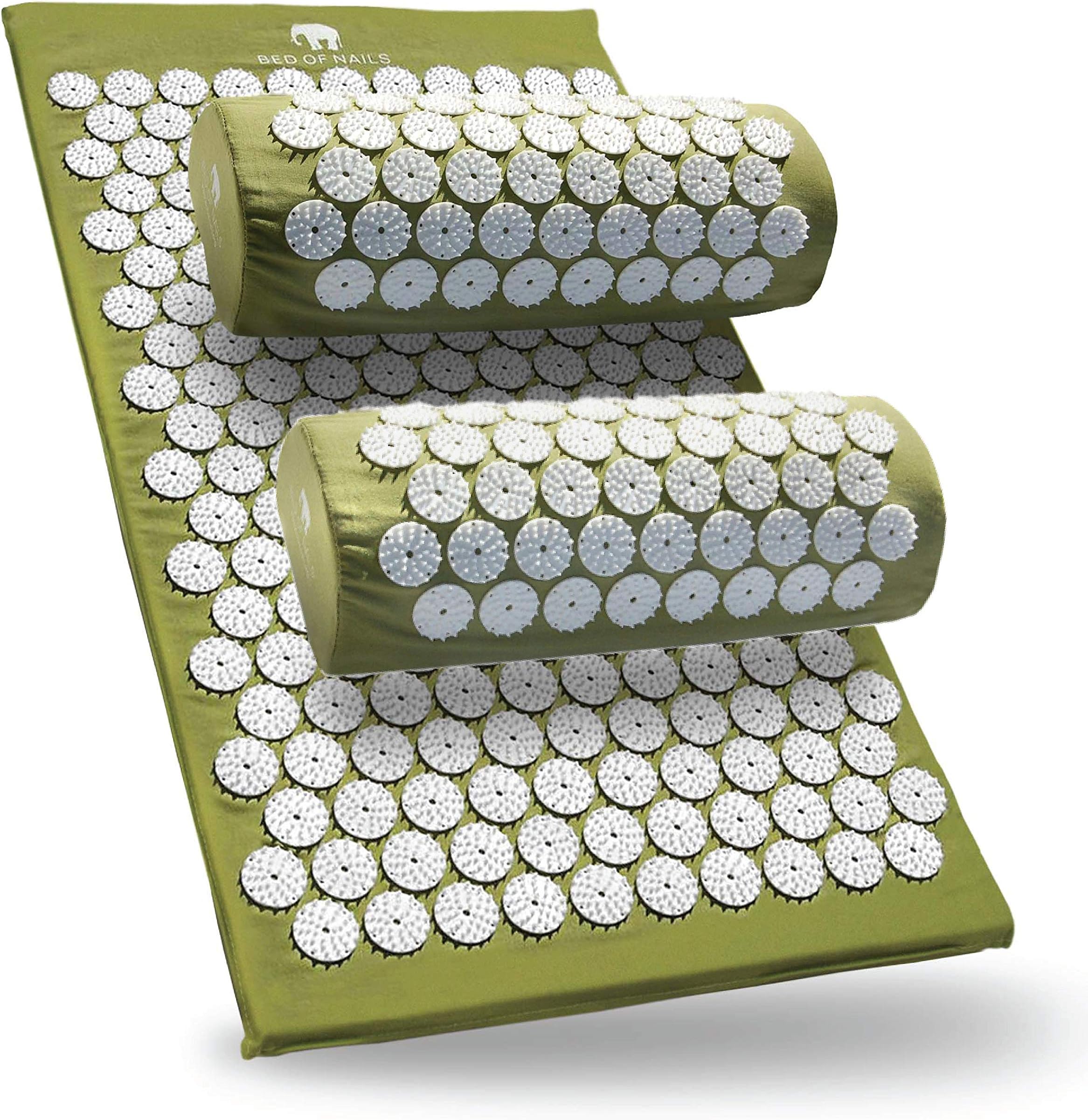 Bed of Nails Original Acupressure Pillow and Mat Bundle, Green