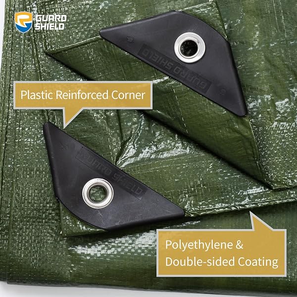 The GUARD SHIELD Green Tarp offers durable, medium-duty protection for various outdoor needs.