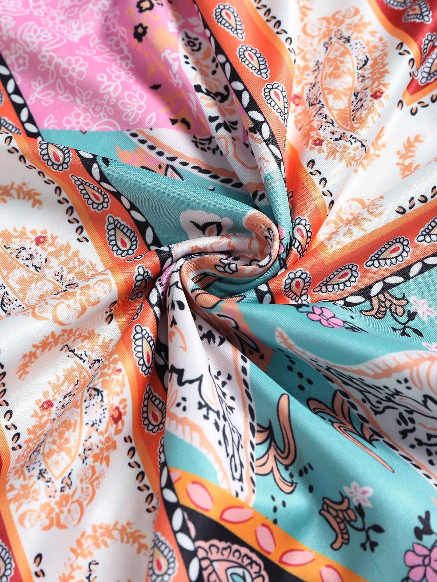 ZAFUL Schlitzrock für Damen, Boho-Print, seitliche Krawatte, Wickelrock mit Quaste, lässiger Strand-Minirock