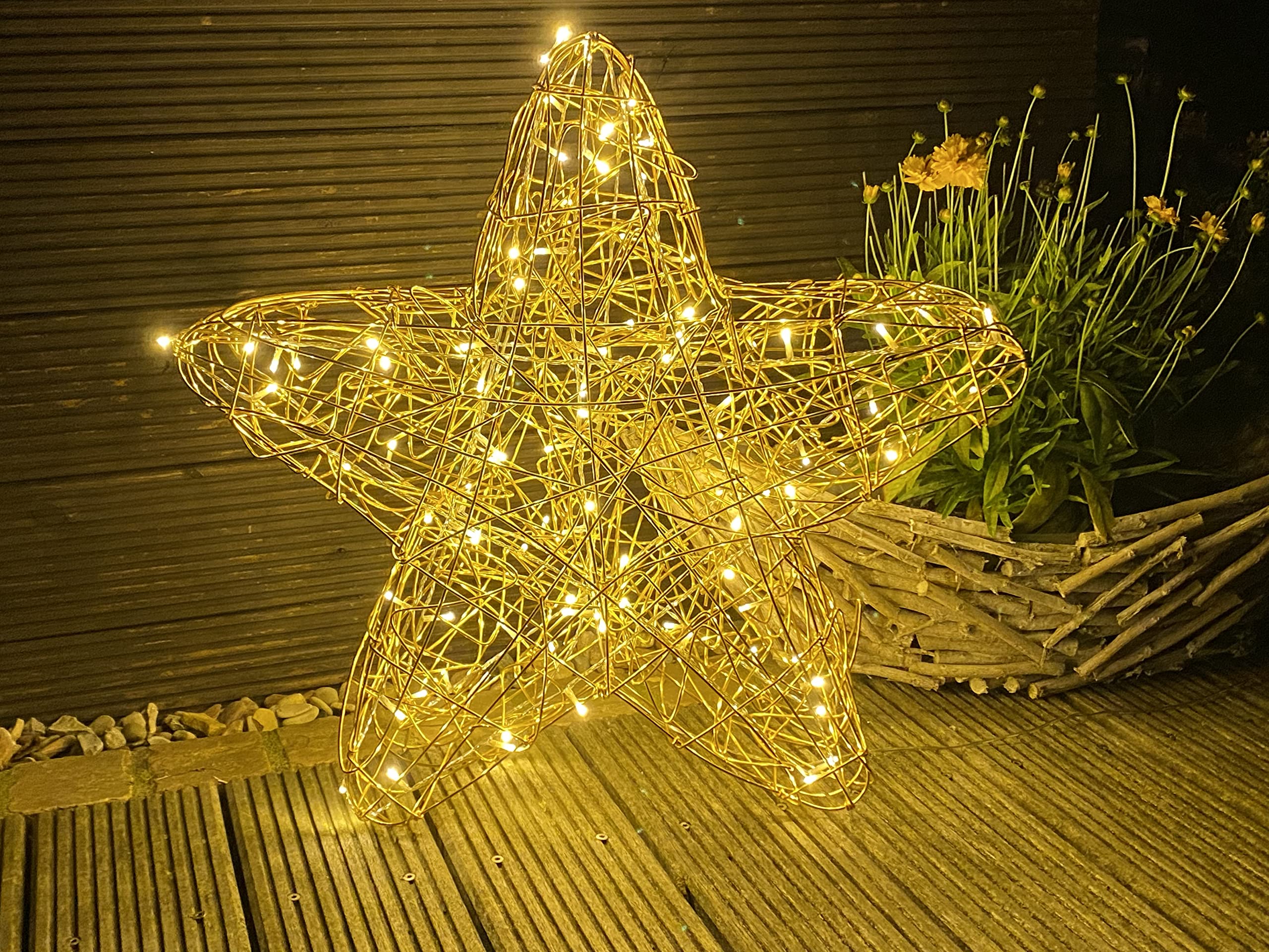 STAR TRADING LED-Stern Galax Star Weihnachtsdeko Drahtgeflecht gold warmweiß 60 cm