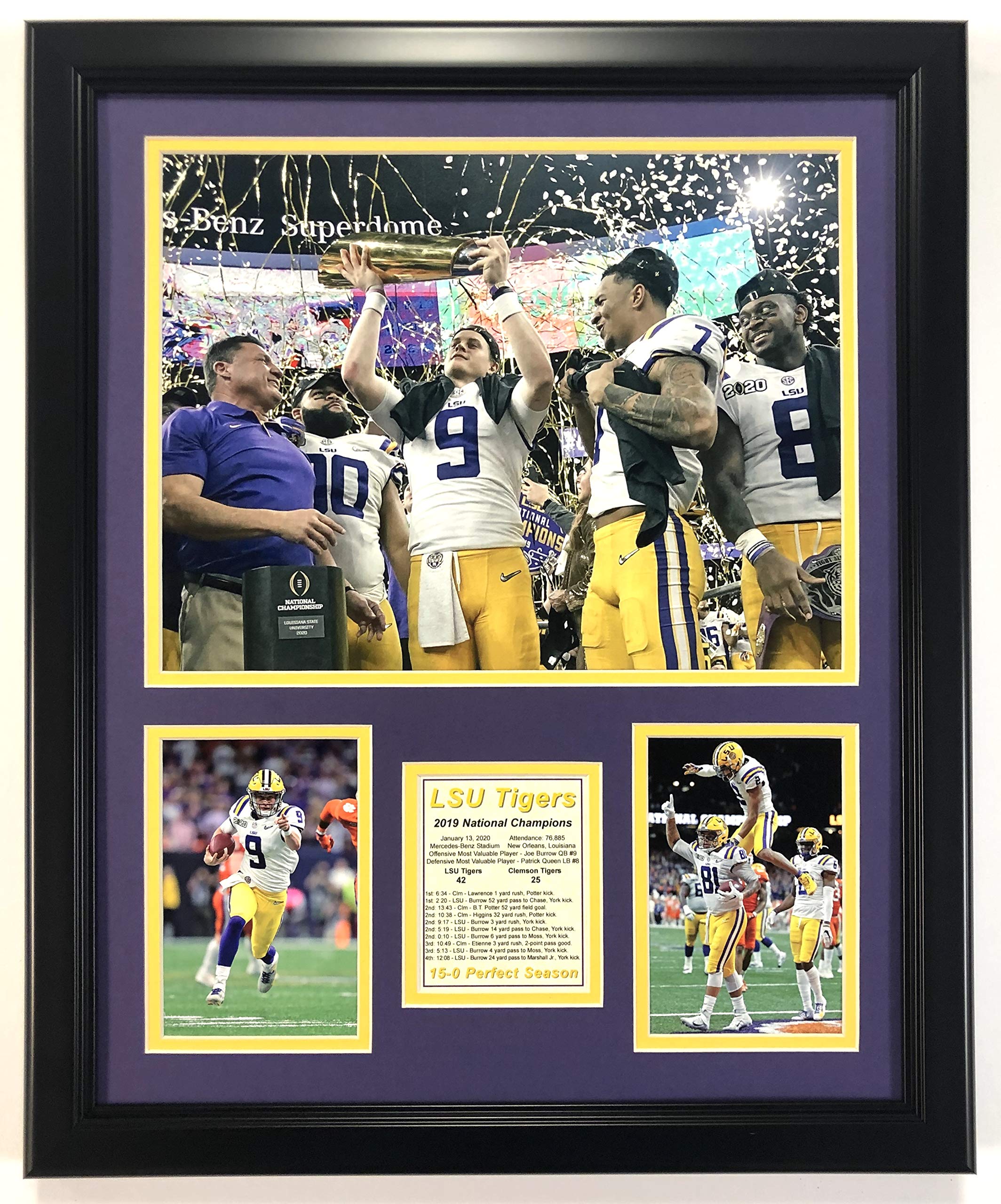 Cadre photo LSU Tigers 2019 de qualité musée pour salon de collectionneur