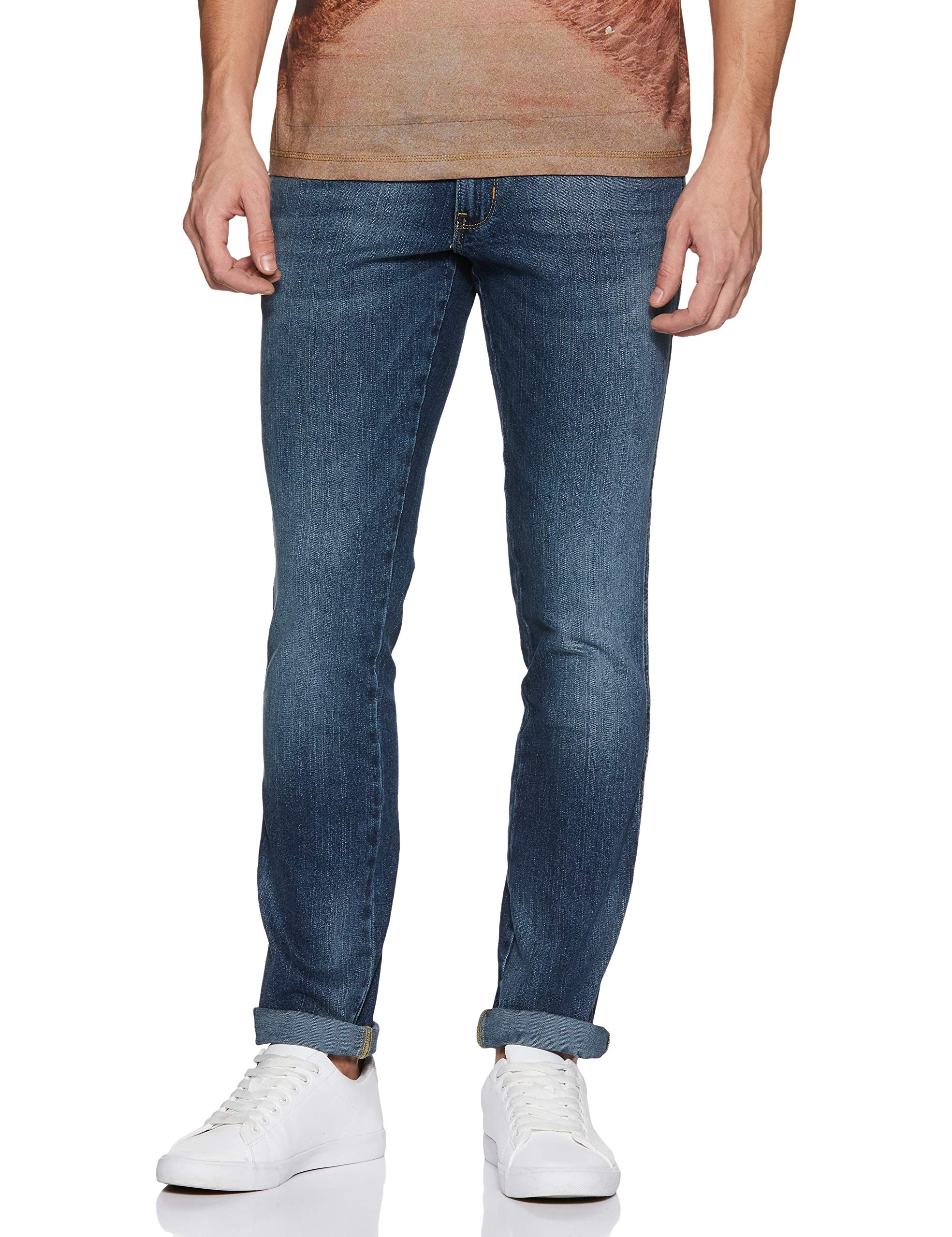 LeeLee Men's Cotton Slim Fit Jeans, Blue