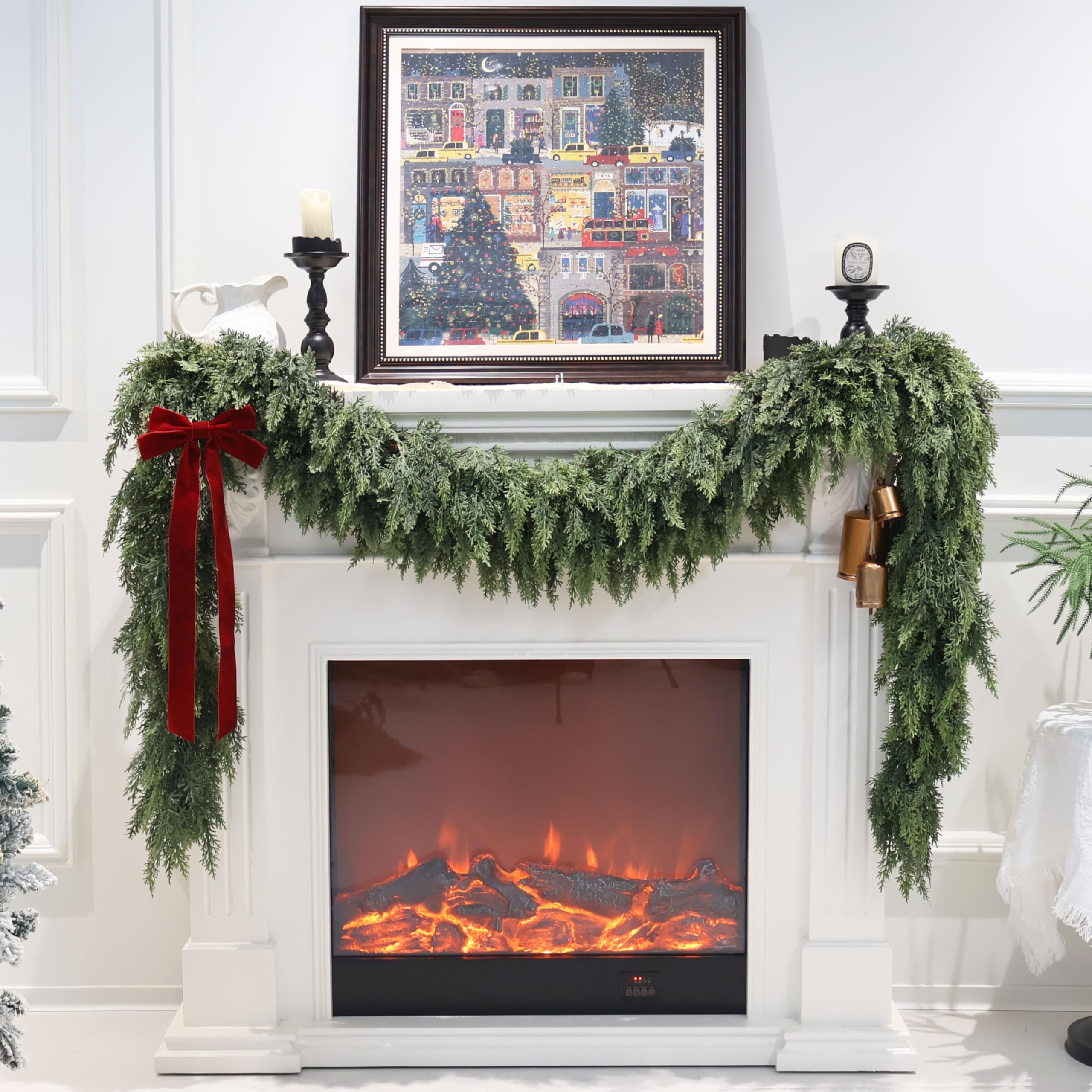 Ceder Garland 2 Stks 1,5 m Real Touch Kerst Ceder Garland Realistische