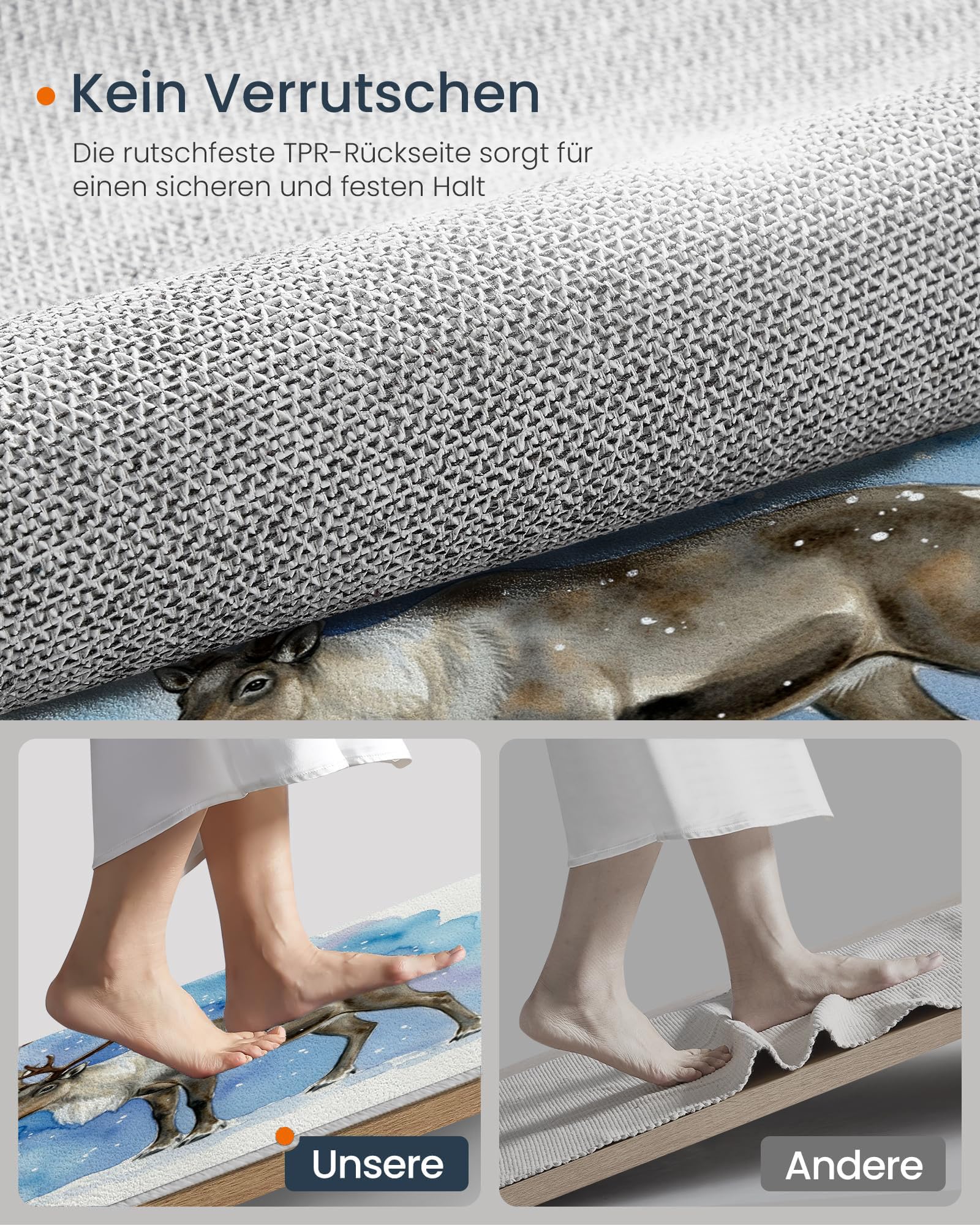 Felpudo Entrada Casa 90 x 150 cm, Alfombra para Puerta Nieve Antideslizante Lavable Alfombrilla Animales De Acuarela De Invierno Absorbentes para Entrada, Pasillo, Cocina