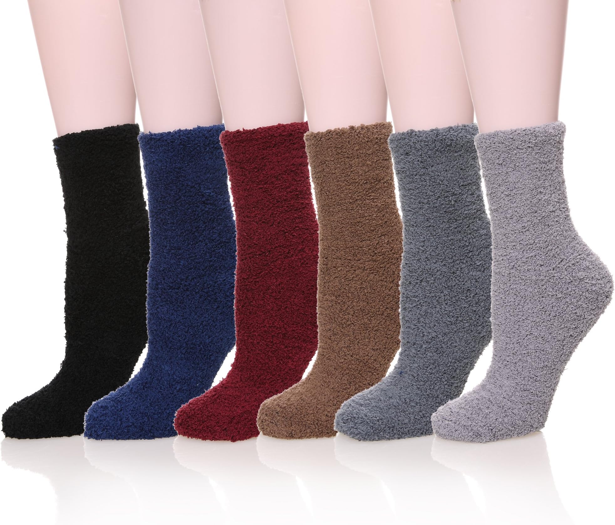 MQELONG Womens Super Soft Fuzzy Cozy Home Sleeping Socks Microfiber Winter Warm Slipper Socks (6 Pairs Solid)