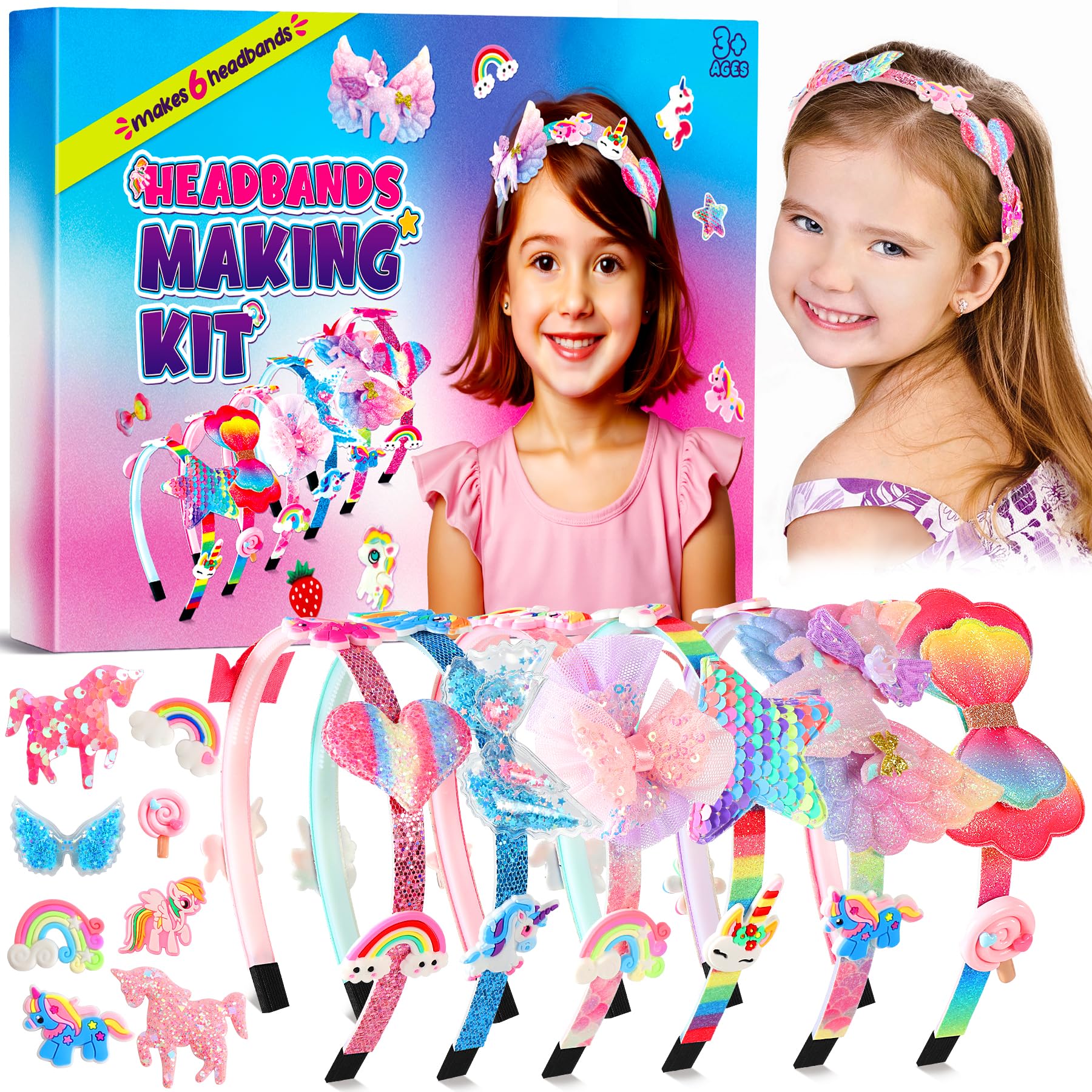 Pourbibi Unicorn Headband Making Kit for Girls Age 3+, Creative Craft Kits for Kids, DIY Fun Hairbands & Hair Accessories Toys Set - Birthday Presents & Gifts for Girls Age 3 4 5 6 7 8 Years OldGlobal Recycled StandardGlobal Recycled StandardGlobal Recycled Standard