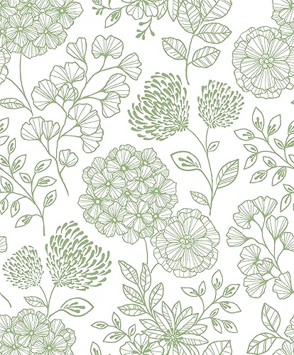 Scott Living Ada - Papel tapiz floral verde