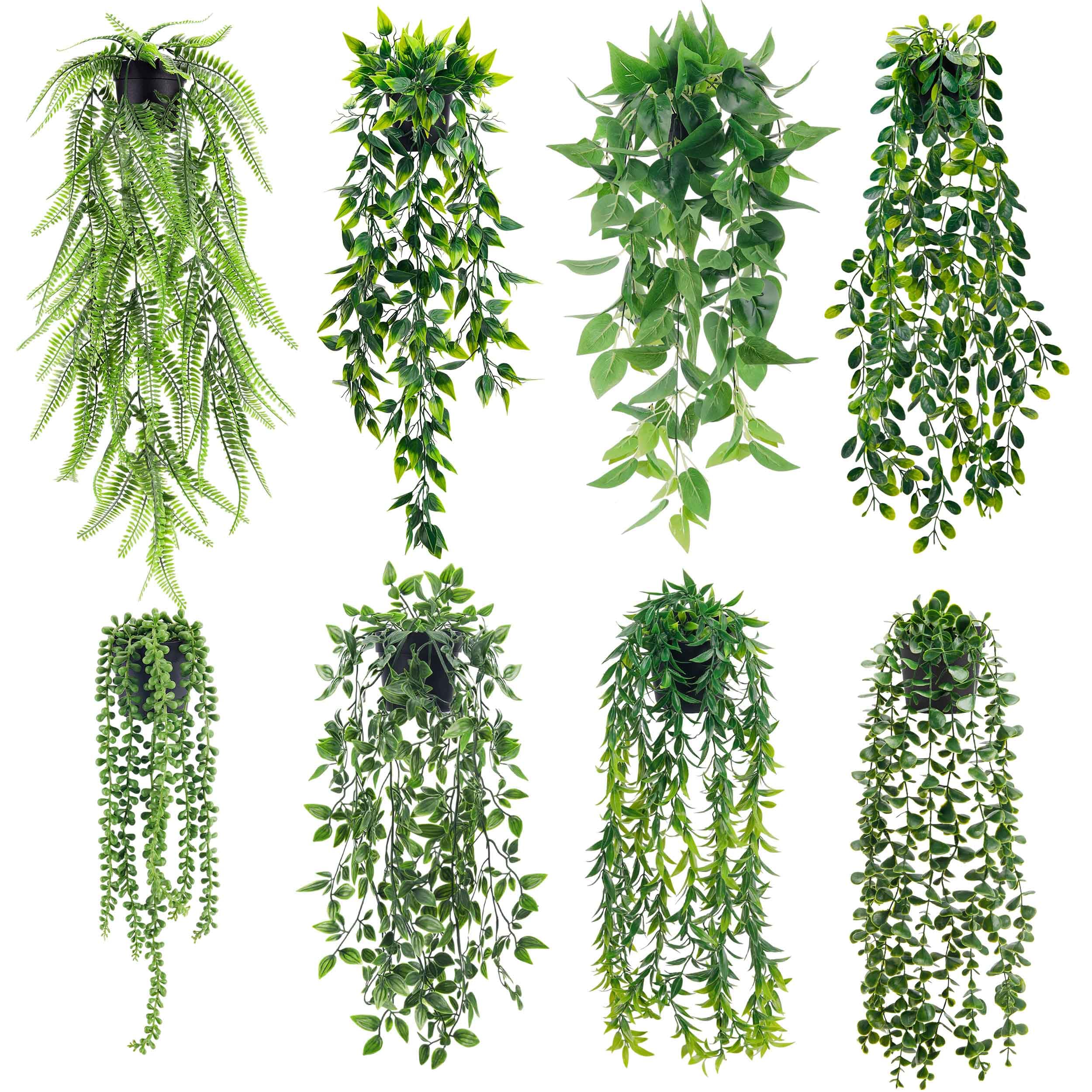 Der Rose 8 Packs Fake Plants Hanging with Pots Artificial Eucalyptus