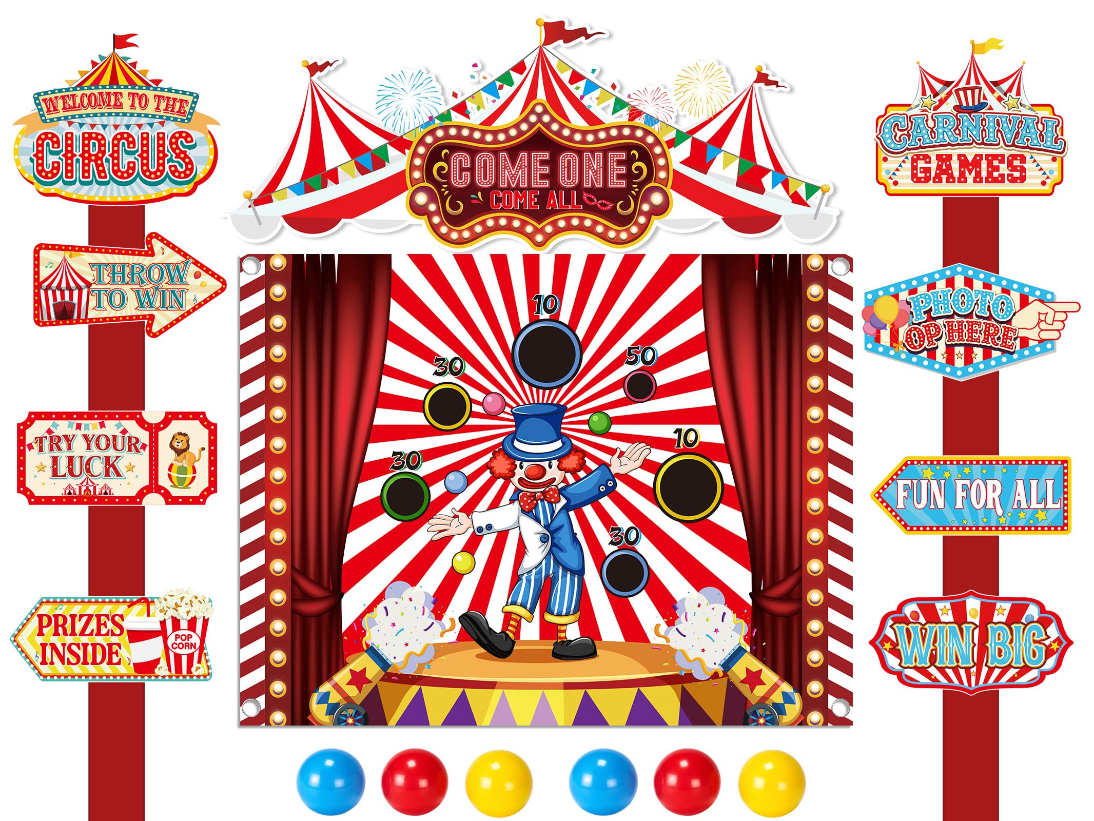 Kit di decorazioni per auto, per baule o dolcetti di carnevale, circo, tronco o dolcetto, decorazione con striscione per sfondo, carnevale, Halloween, arco, garage, porta, auto, decorazione