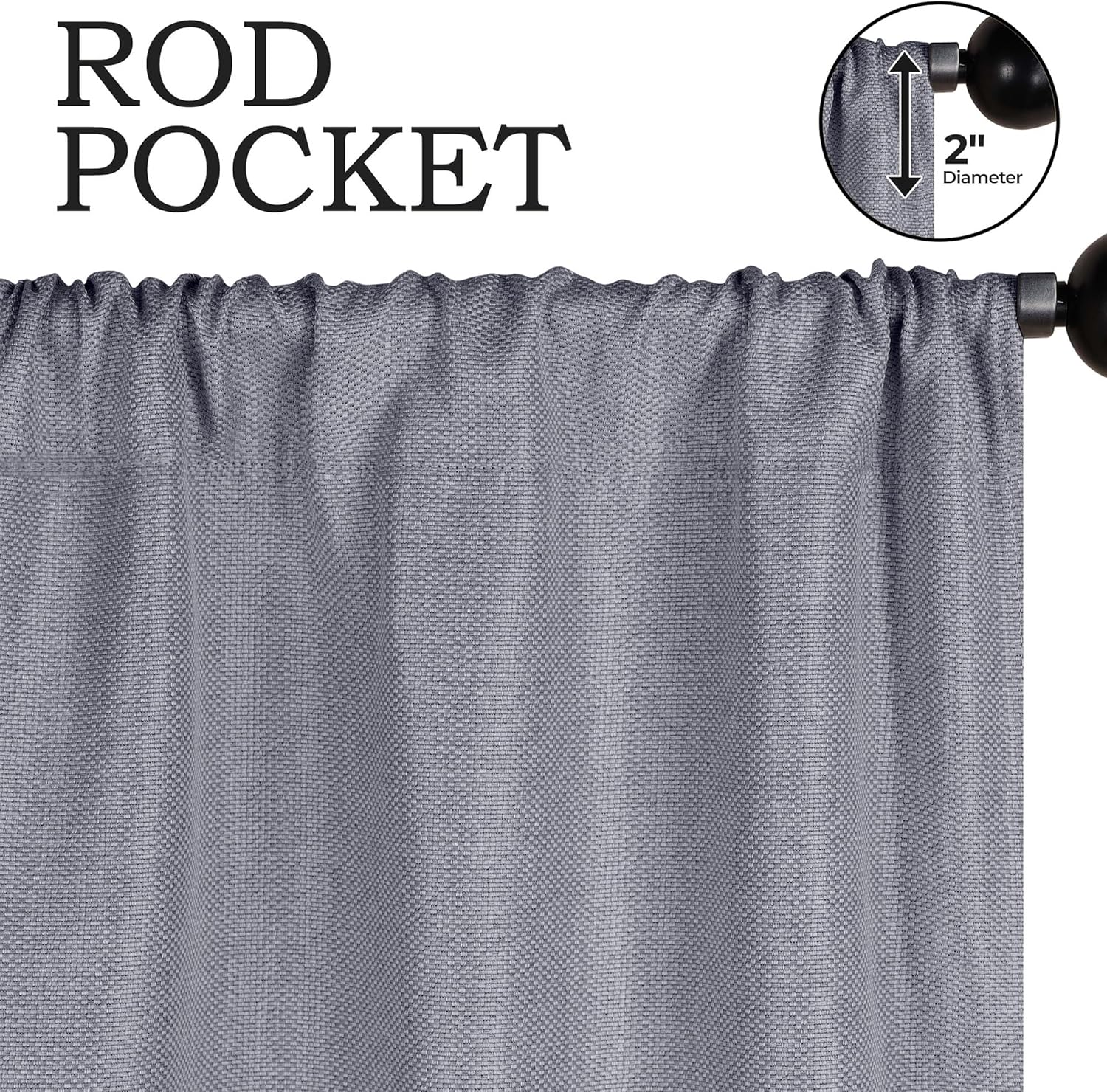 Superior Blackout Curtains, Sun Blocking Curtain for Bedroom, Solid, Textured, Living Window Accent, Room Darkening, Grommet Header, Jaxon Collection, Set of 2 Panels, 42" x 96", Silver