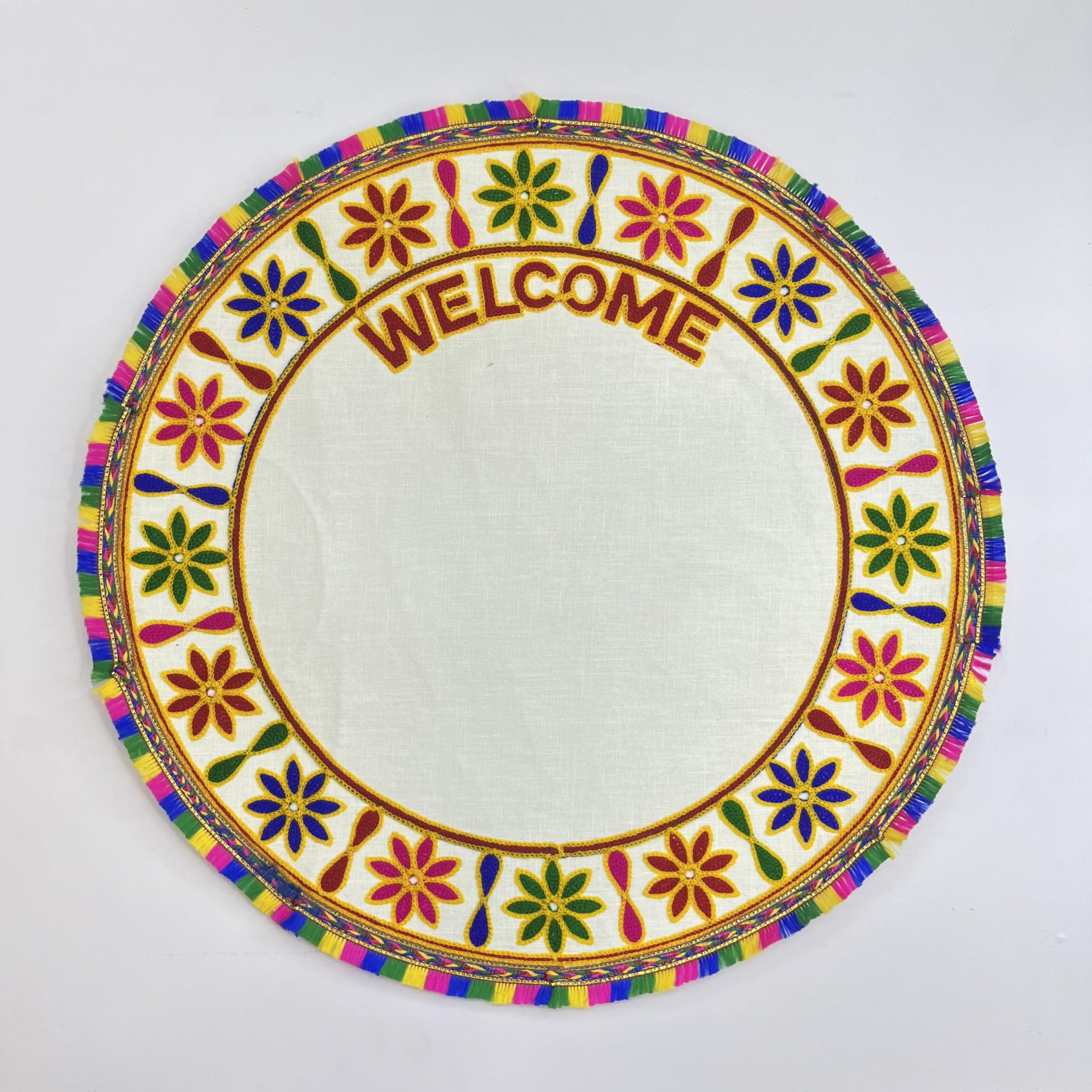 Yasamazing Bride's Born Baby Welcome Embroidered kutchi Working Modern Welcome Footprint Handprint Cloth Kanku Pagla Rumal 1 Pcs (K16803)-image-47