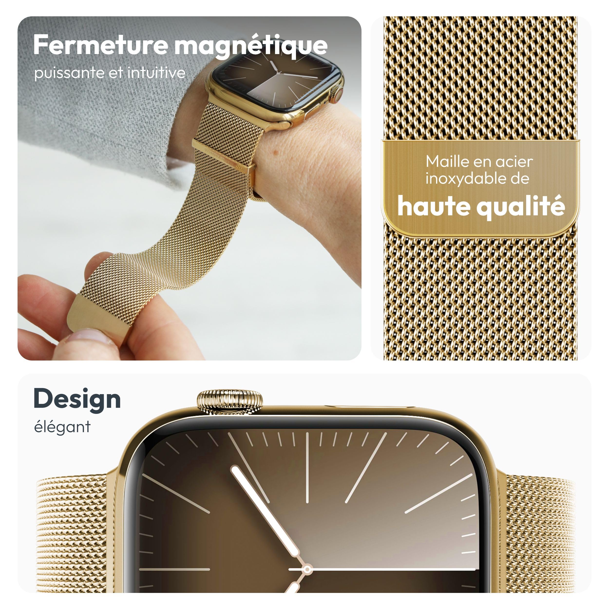 VONMÄHLEN Milanese Loop 2 - Bracelet élégant en acier inoxydable avec fermeture magnétique - Réglable de qualité supérieure - Compatible avec Apple Watch