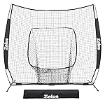 ZELUS 7x7ft Baseball Net for Hitting and Pitching Practice and Training | 7\'x7\' Portable Hitting Net Pitching Net | Batting Cage with Frame and Net, Black