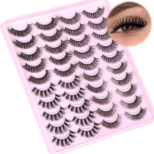 20 pares de pestañas postizas esponjosas, 4 estilos, pestañas postizas de volumen 5D, pestañas postizas de visón sintético, pestañas rizadas en D,