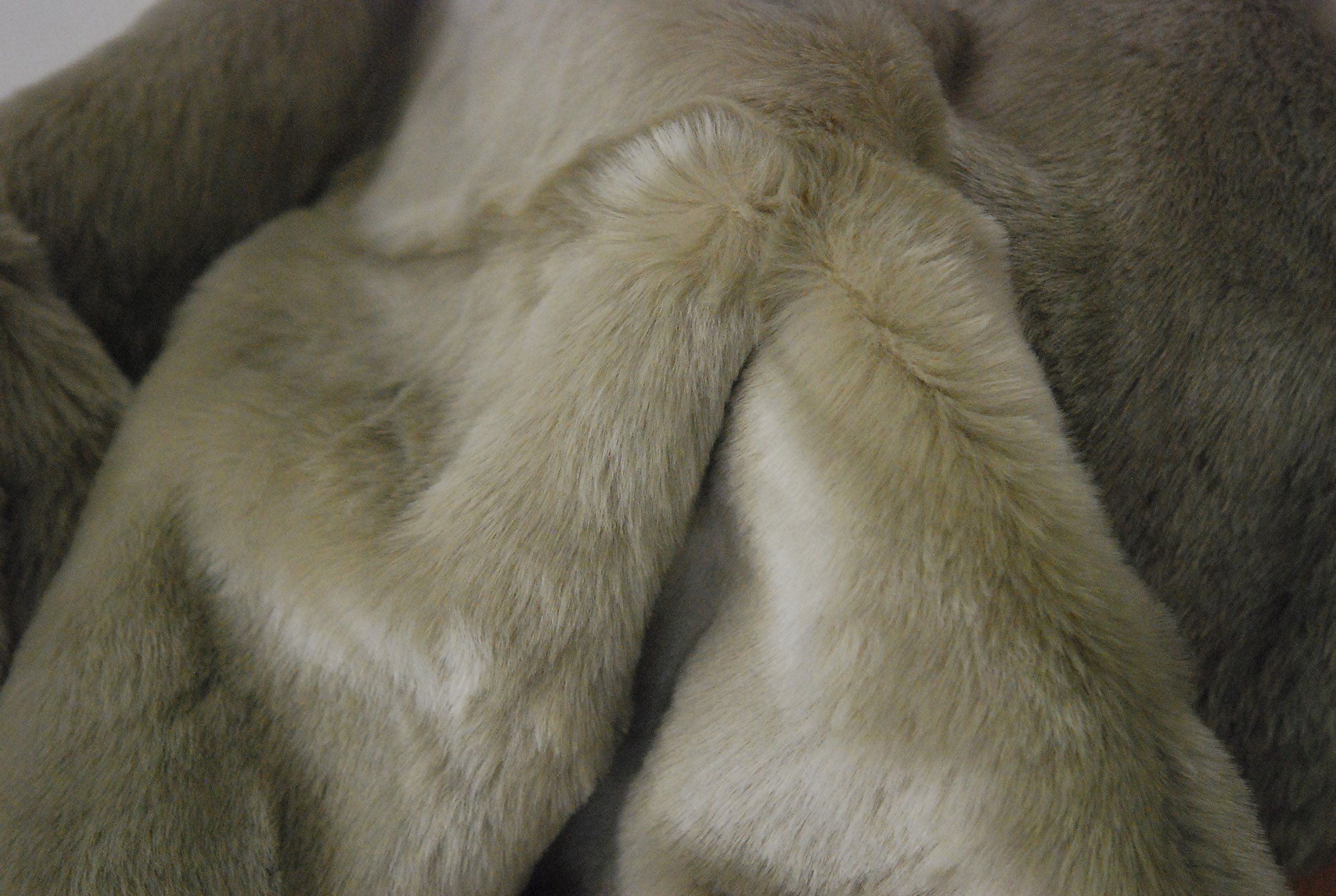 CRS Fur Fabrics LUXURY Faux Fur Fabric Material - STONE BEIGE