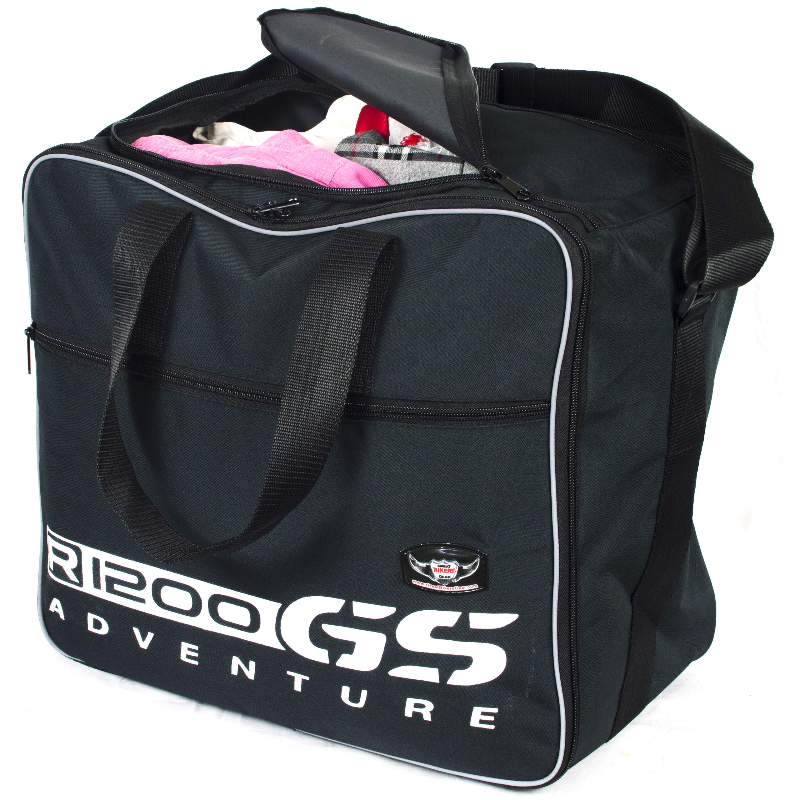 Great Bikers Gear Set di 3 borse laterali per BMW R1200GS Adventure GSA in alluminio, borsa da moto da turismo, borse interne (nero-P)