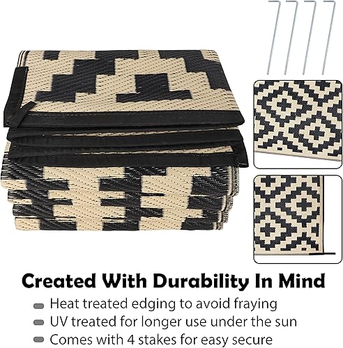 Miniatura 235 de SAND MINE - Alfombras reversibles, alfombra de pajillas de plástico, alfombra de área moderna, alfombra grande para suelo y exteriores, vehículos