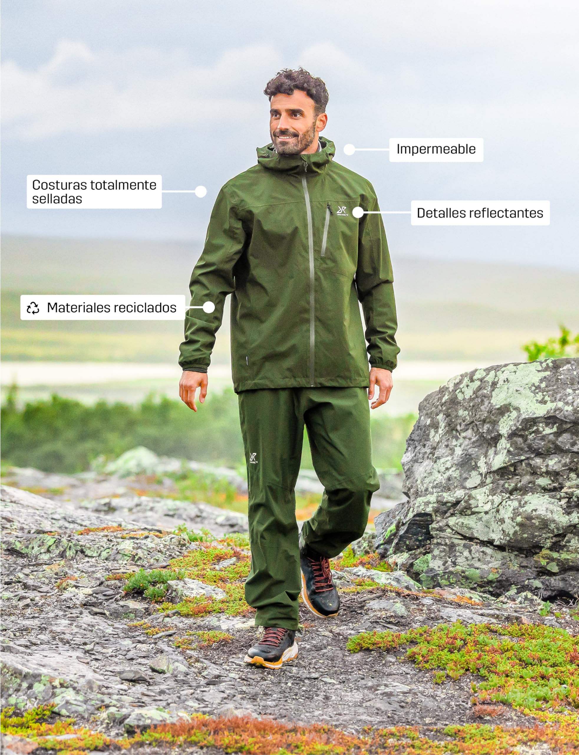 RevolutionRace Vector 2L Jacket para Hombre, Chaqueta Impermeable y Cortaviento para Senderismo