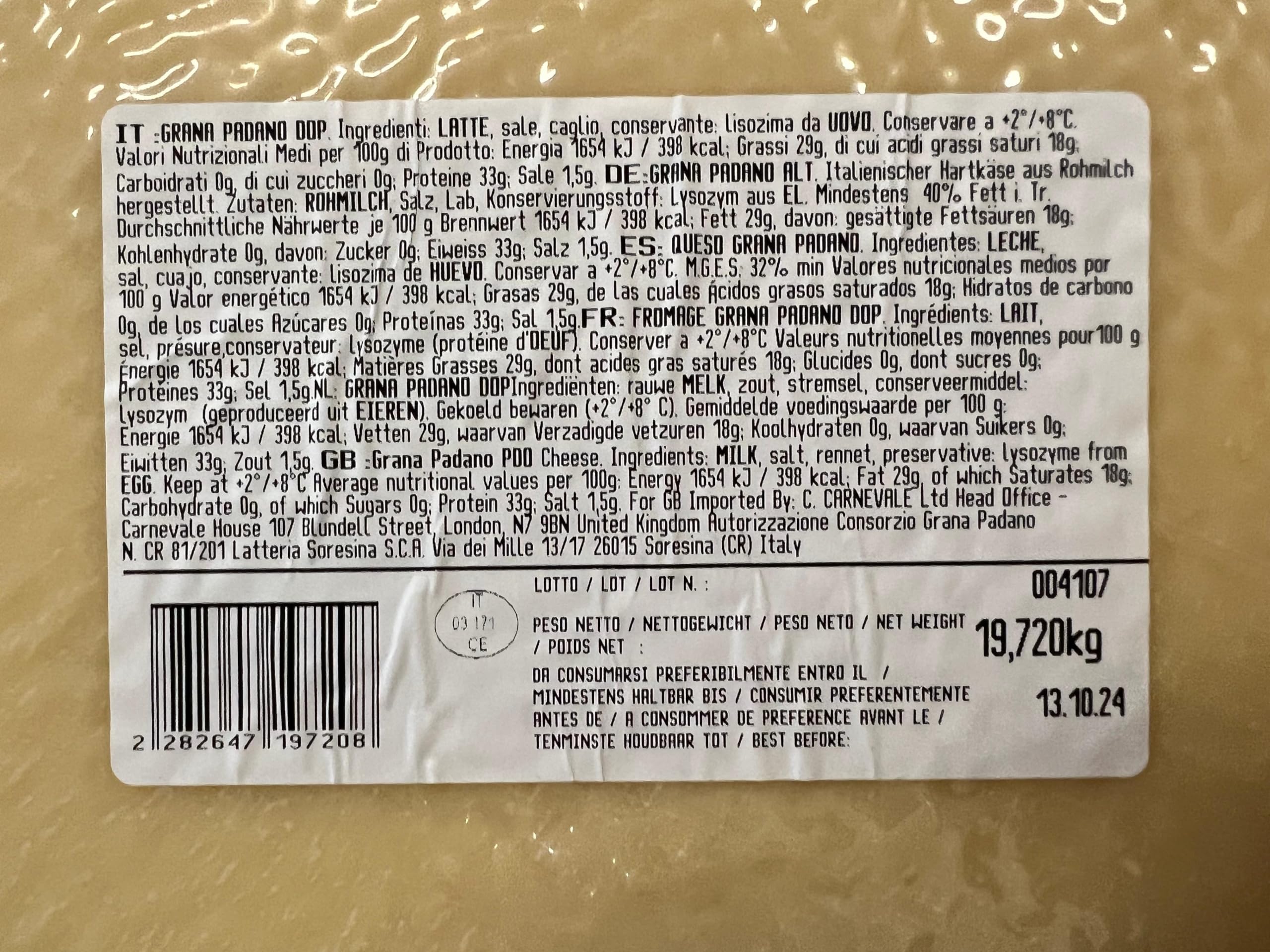 Grana Padano DOP – połowa forma