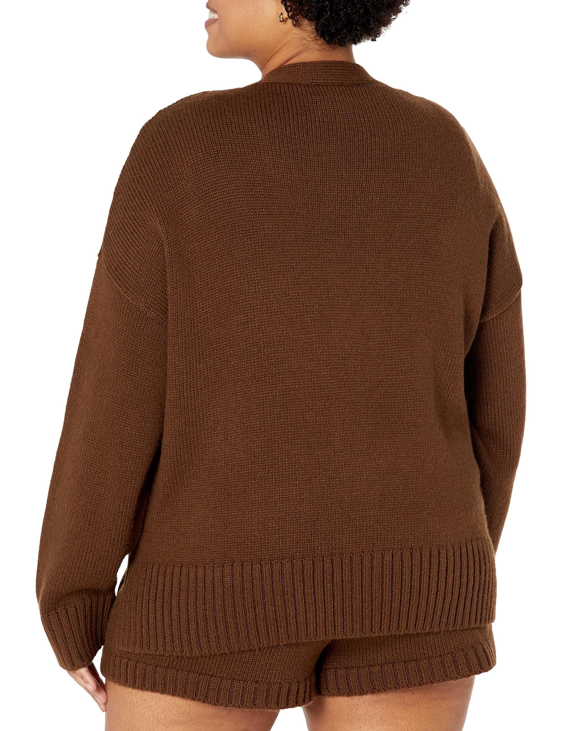 The Drop Women's Brigitte Chunky Button-Front Pocket Ribbed Cardigan