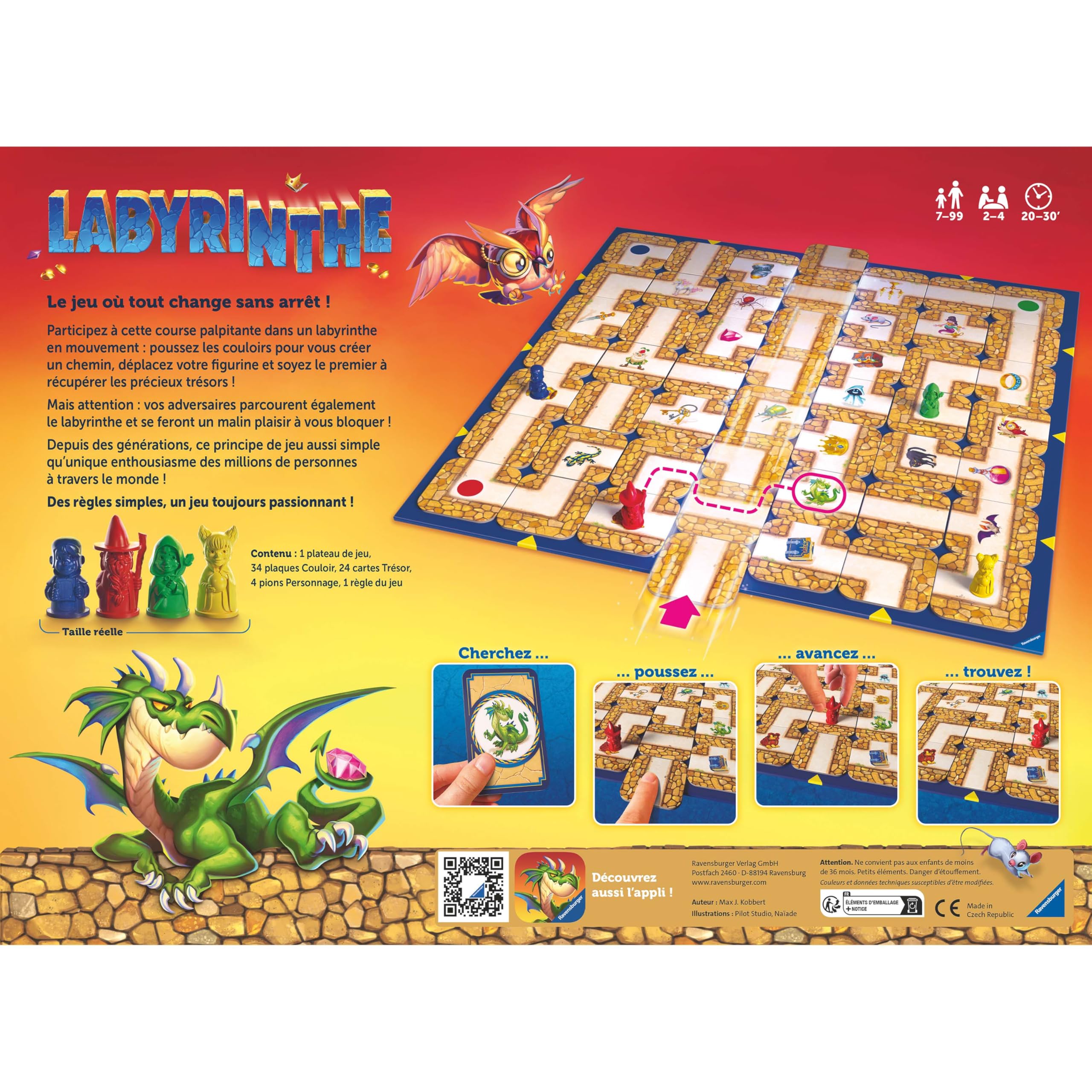 Ravensburger - Labyrinthe - Jeu de Société 7 Ans et Plus - Jeu de Plateau Famille - Stratégie et Réflexion - 2 à 4 Joueurs - Nouvelle Édition - Version Française - 26743