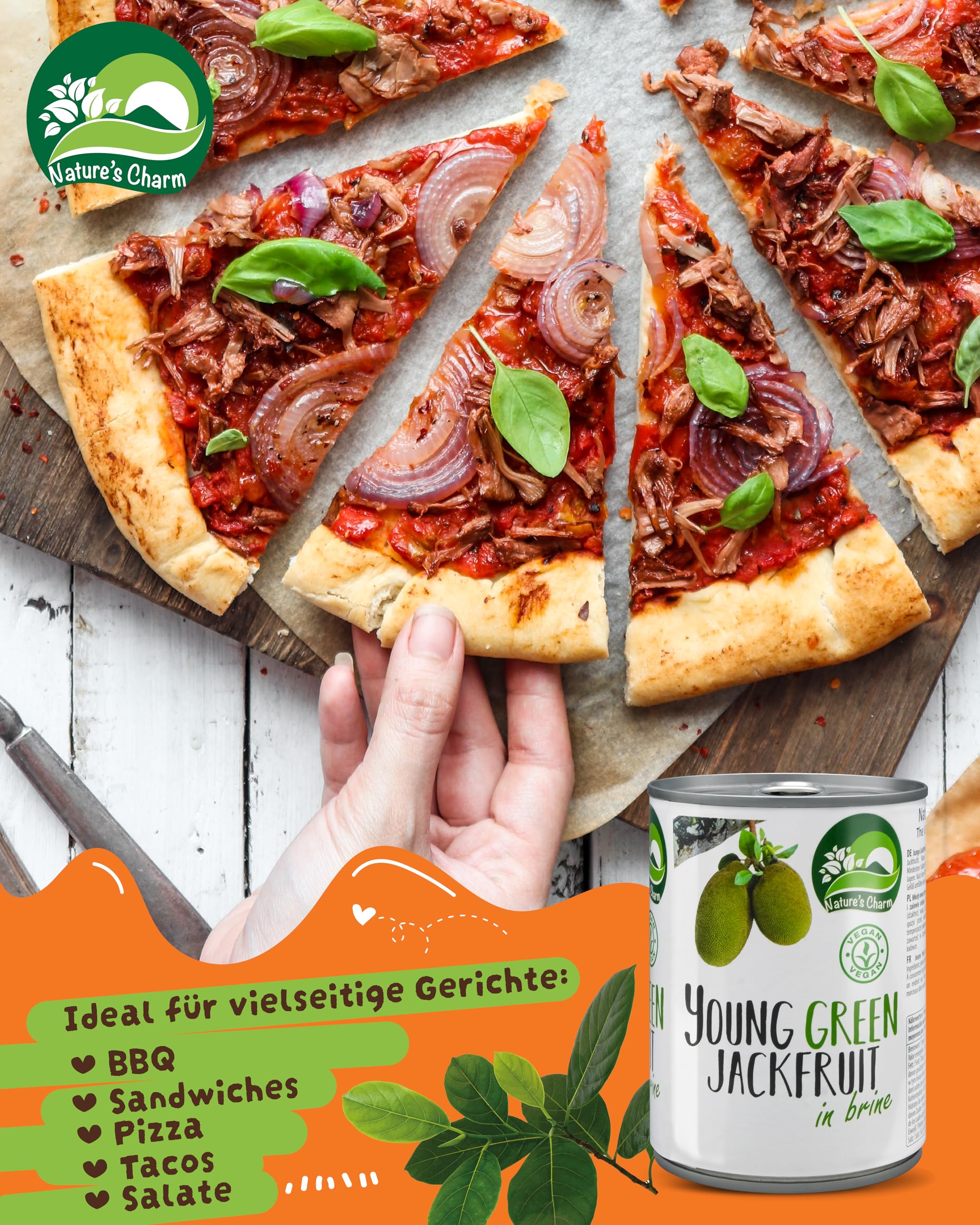 Nature’s Charm Jackfrucht in Lake I Salzig eingelegte, junge grüne Jackfruit I Ideal als pflanzlicher Fleischersatz für vegane Bowls, Sandwiches und Pfannengerichte I 1 x 2900 g