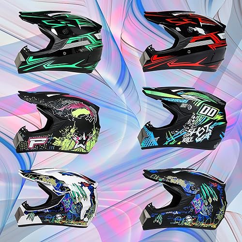 Miniatura 5 de Casco Motorcross, casco todoterreno para motocross, casco ATV, casco de motocicleta juvenil, casco de cara completa unisex, cómodo y ligero,