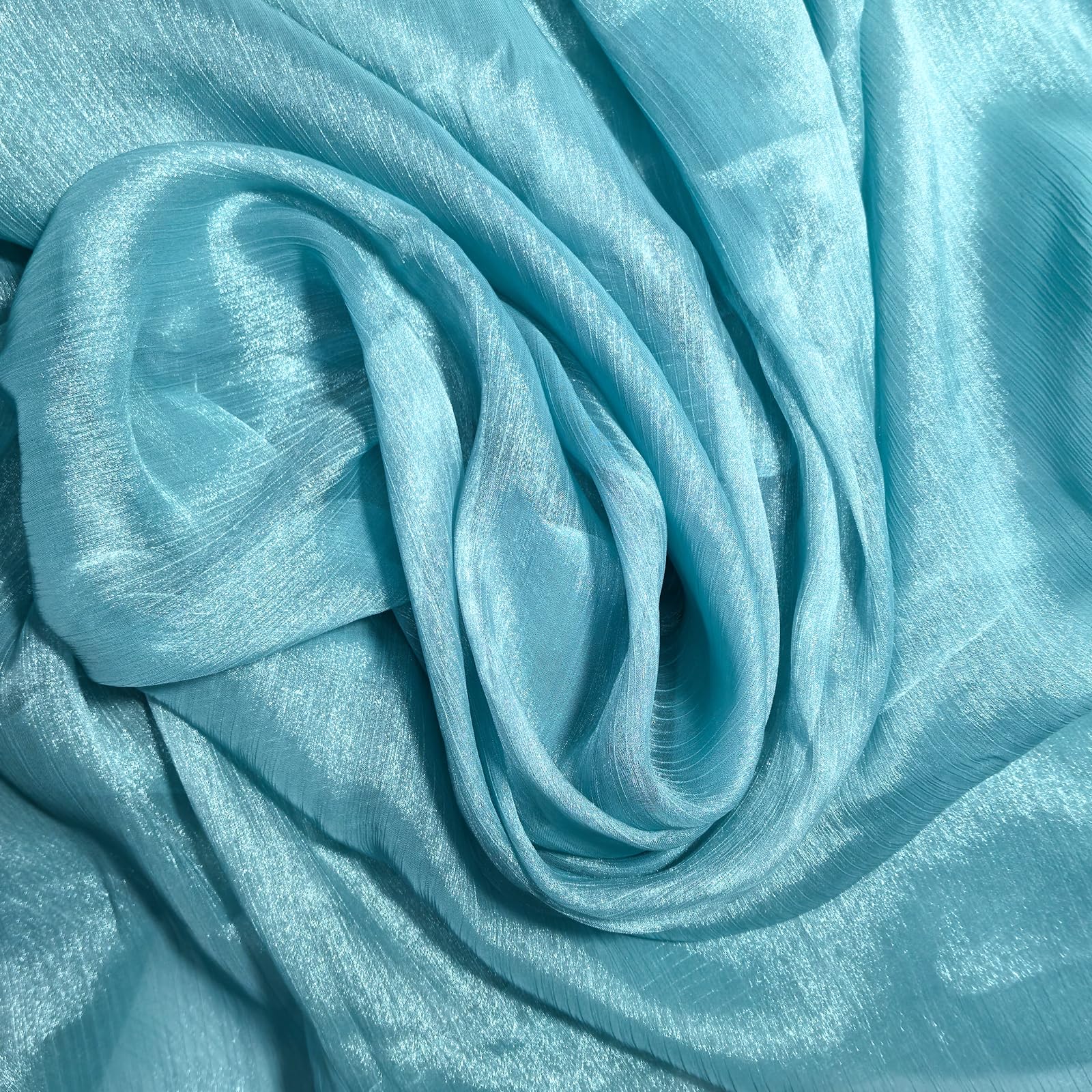 Tela de organza arrugada de 11 yardas de largo y 59 pulgadas de ancho, perfecta para proyectos de tela de seda, decoraciones de boda, calcomanías de fiesta, manualidades y diseño de moda (azul)