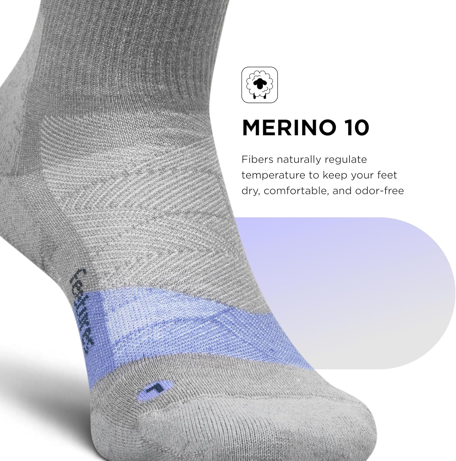 Feetures Merino 10 Cushion Quarter Sock Stripe - Image 2