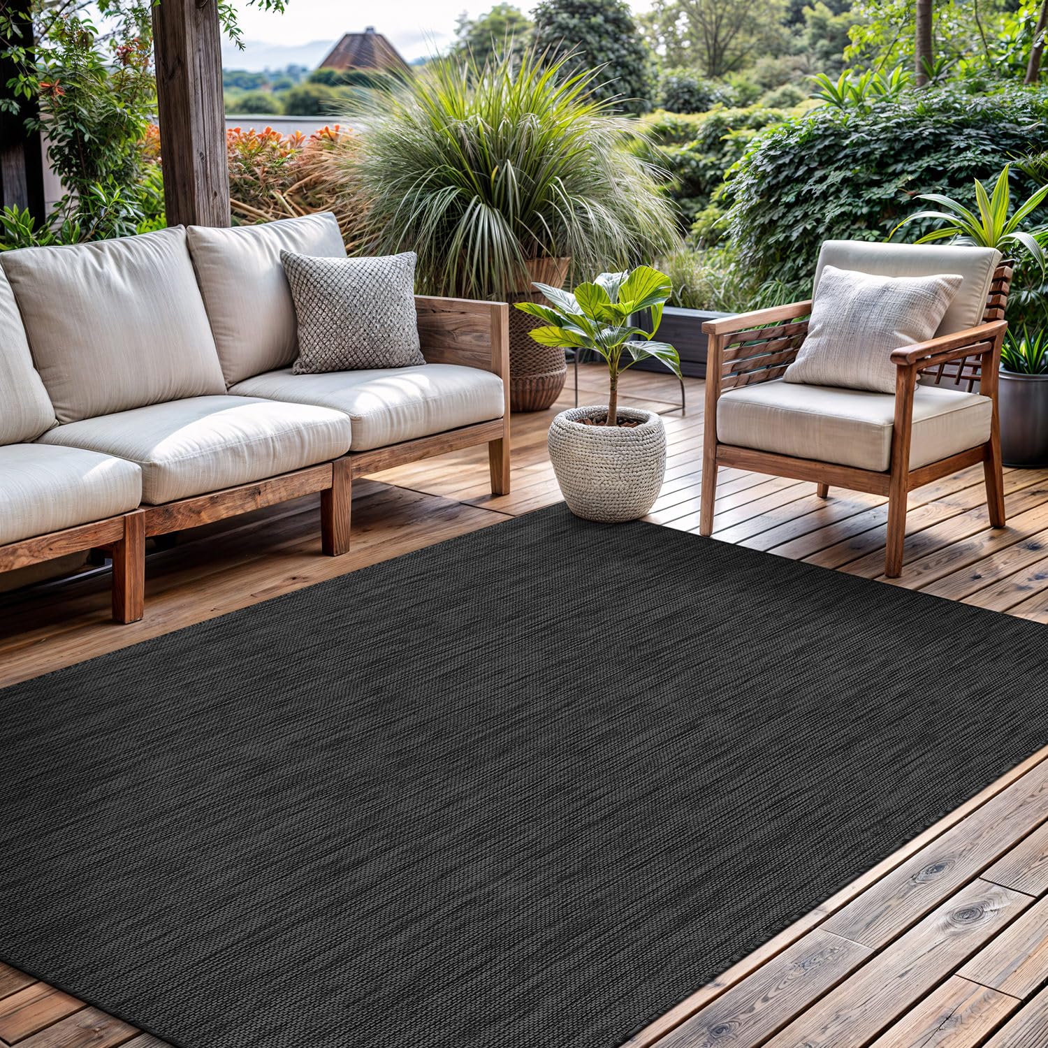 CAMILSON Outdoor Rug 9x12 Modern Area Rugs for Large Indoor and Outdoor Patios and Porches - Waterproof, Washable, Non-Shedding, Easy-to-Clean Outside
